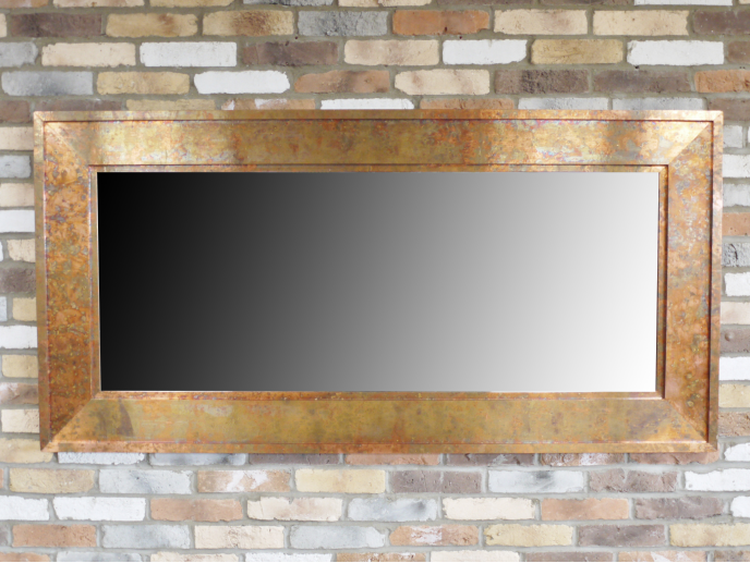 Large patinated copper Mirror