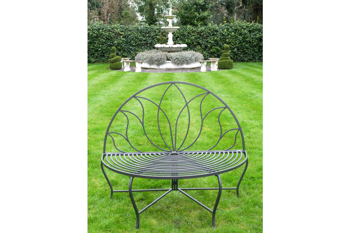 Elegant Dark Grey Metal Garden Bench