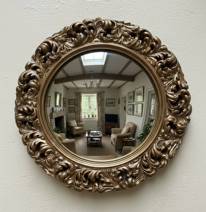 Vintage Baroque style convex mirror