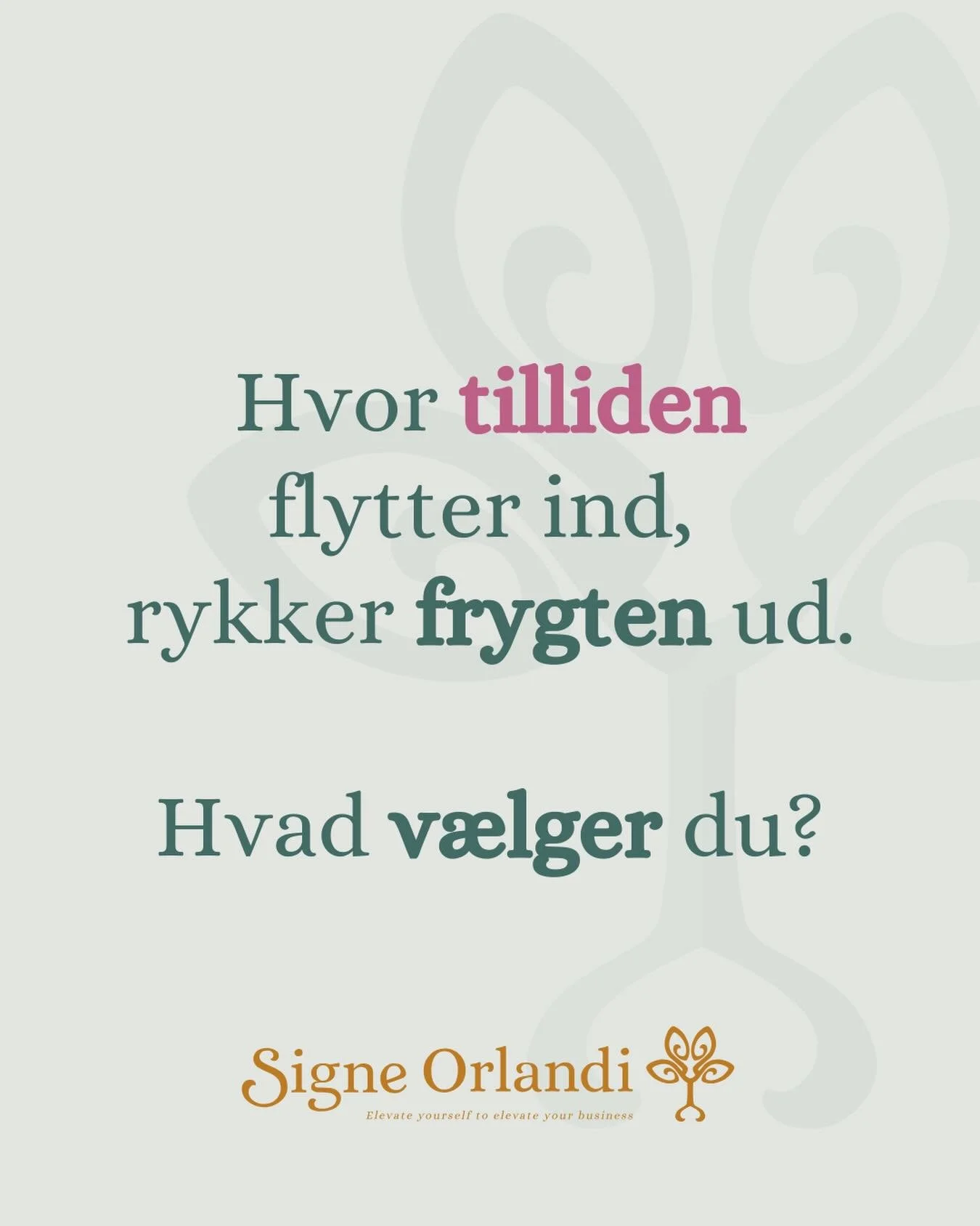 &ldquo;Hvordan kan du v&aelig;re s&aring; rolig, med alt det der foreg&aring;r lige nu?&rdquo;
- spurgte en klient mig for noget tid siden.

Mit korte svar var (og vil altid v&aelig;re):
&ldquo;Jeg v&aelig;lger noget andet&rdquo;

Jeg v&aelig;lger at
