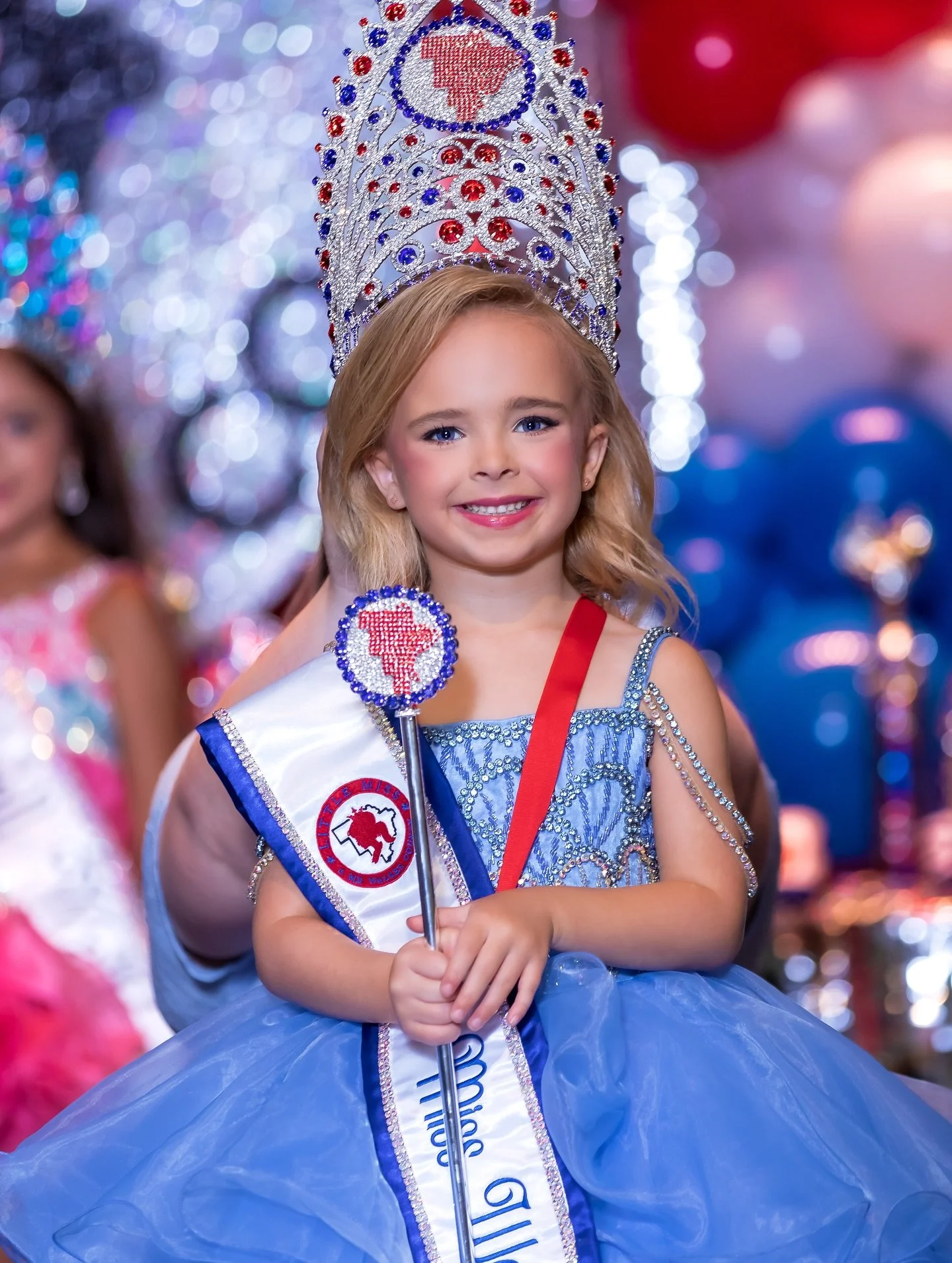 pageant glam on my sassy Saylor 👑🩵 Little Miss Walker County 2025