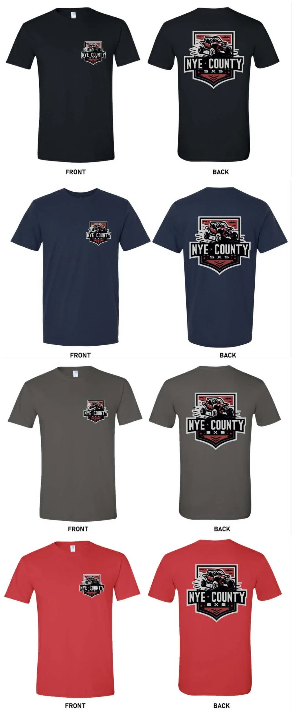 Nye County SxS T-Shirts — 4 Colors (Black, Blue, Charcoal, Red)