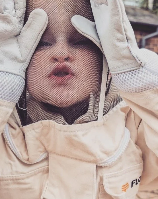 🐝 Meet Our Chief Beekeeper &amp; Honey Tester 🍯

Fully suited, endlessly curious, and always ready for a spoonful &mdash; this is one of our littlest team members, and she takes her job very seriously.

From checking the hives to taste-testing the 