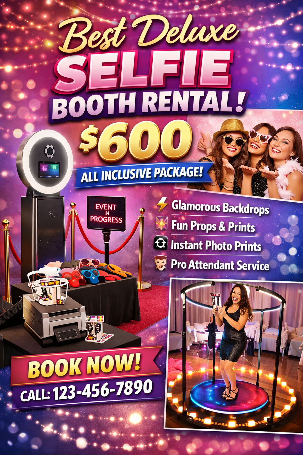 📸 Best Deluxe Selfie Booth Rental for $600 – Full Breakdown &amp; Benefits