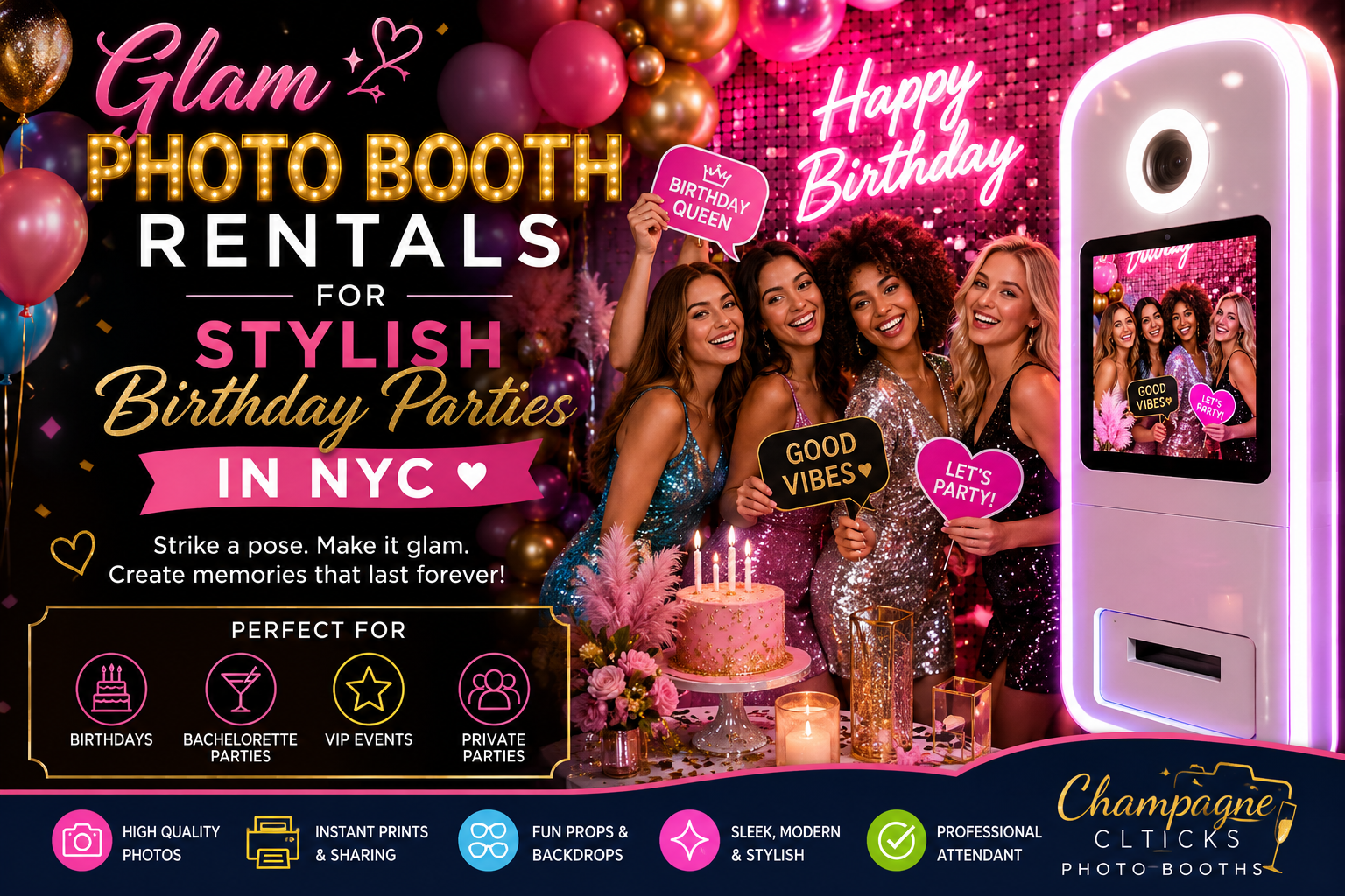 Glam Photo Booth Rentals for Stylish Birthday Parties in NYC