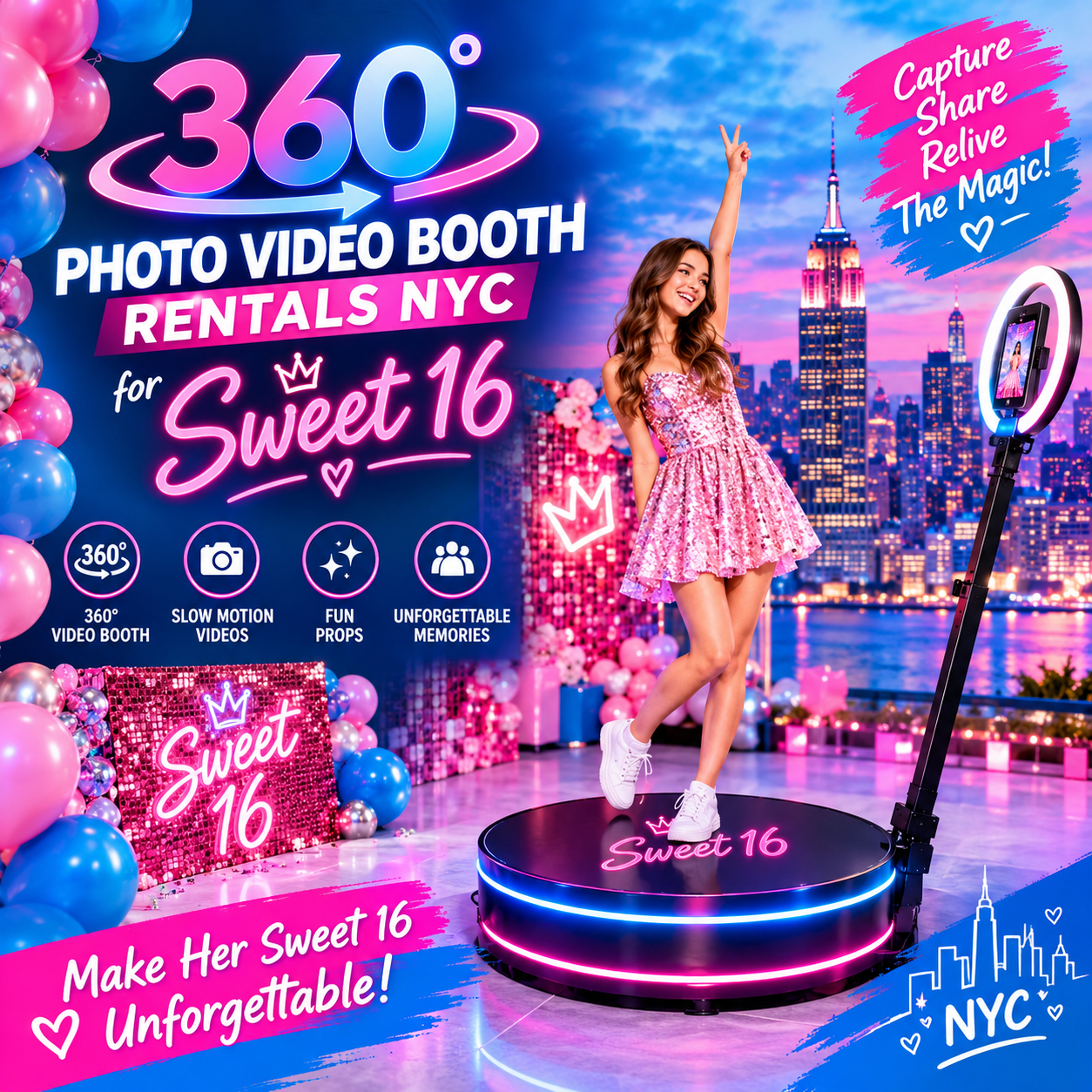 Celebrate in Style: 360 Photo Video Booth Rentals for Sweet 16