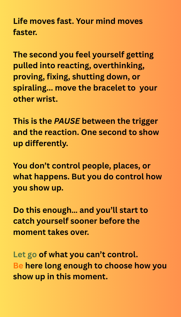 Let Go Be bracelet card back