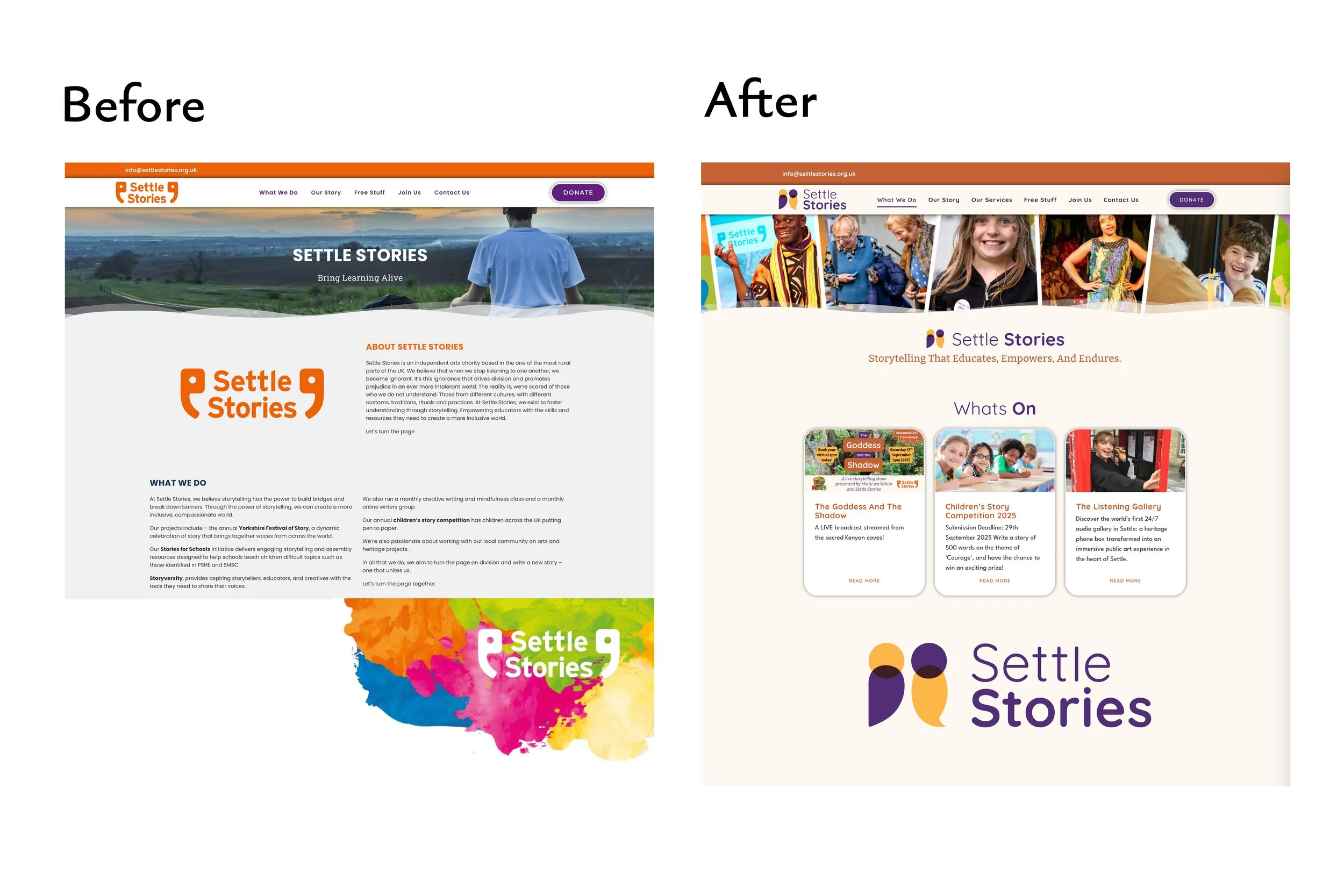 previous brand and the new brand visuals