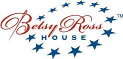 Betsy Ross House logo with red script text and blue stars.