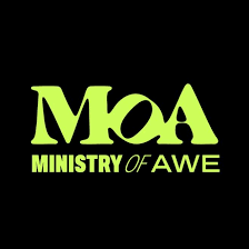 Logo with the text 'MOA Ministry of Awe' in bright green and black colors.