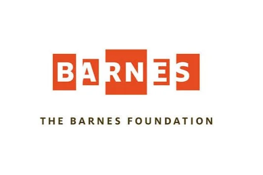 Barnes logo with red blocks and white letters, and text 'The Barnes Foundation' underneath.
