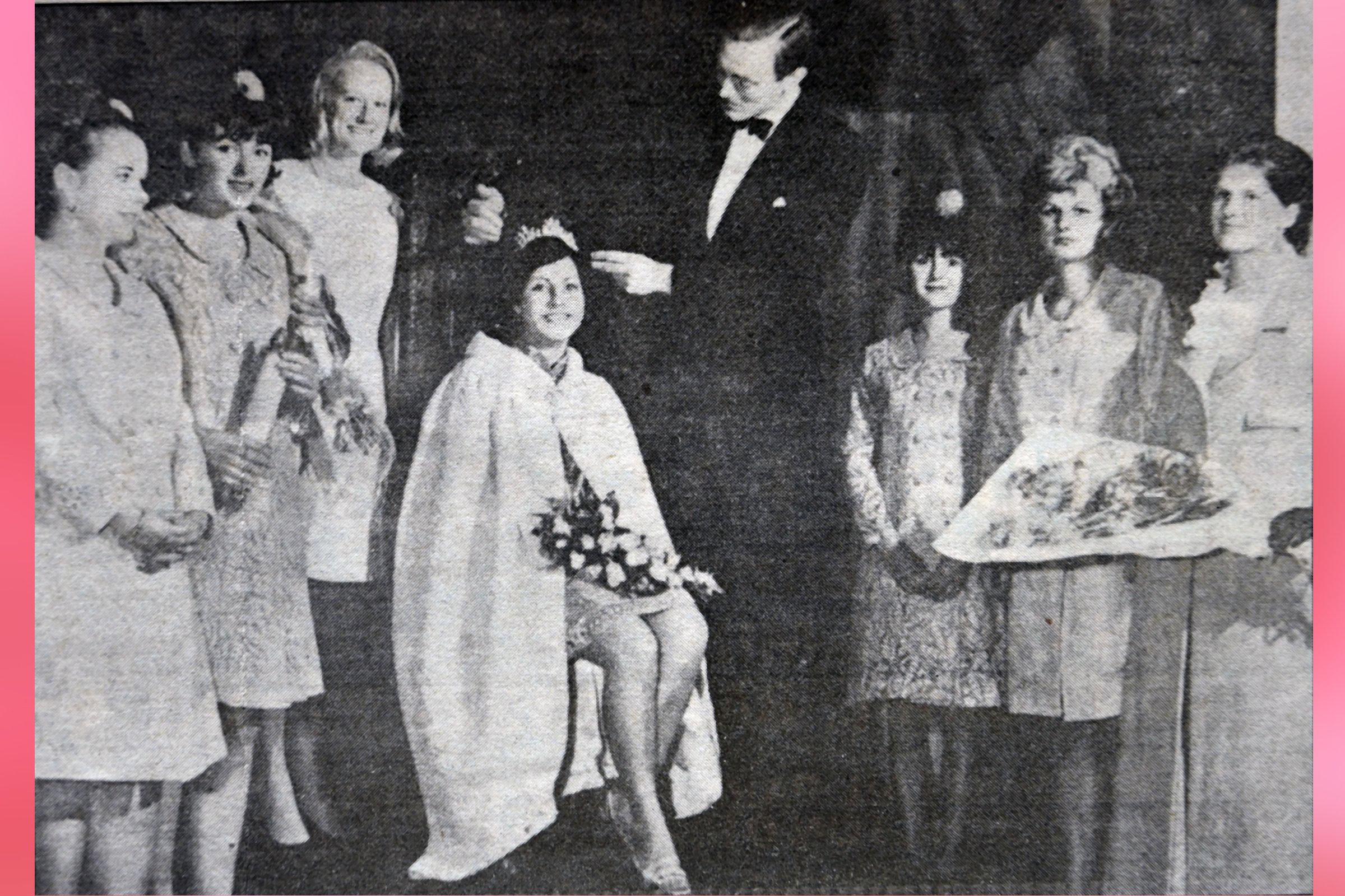  PAT  being crowned with MARY GLOVER, ANDREA EDGELL, CHRISTINE WHITTINGTON & SHIRLEY EDWARDS 1967