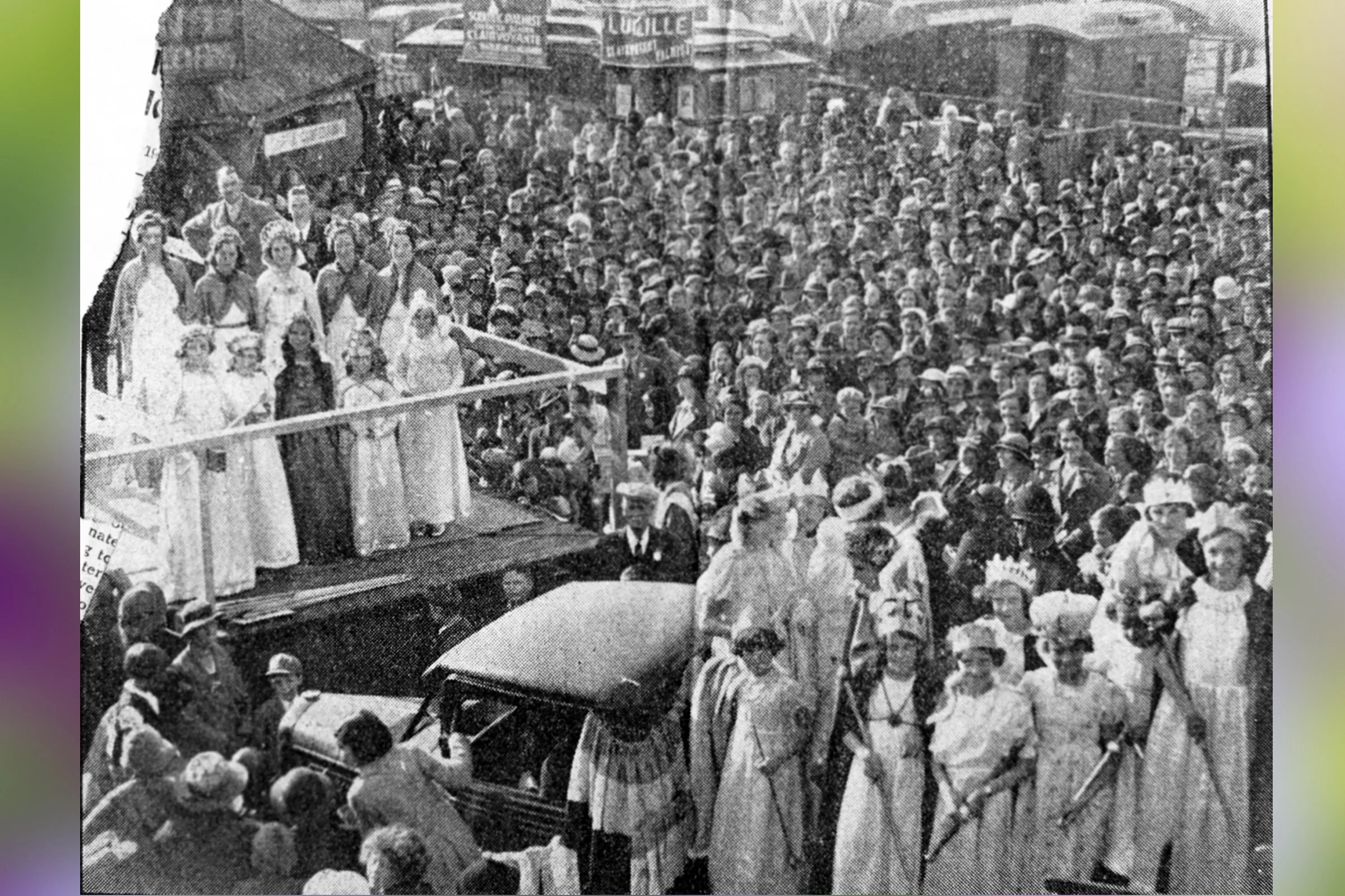 Crowds in the Market Yard watching both Adult & Children's Queens 1936