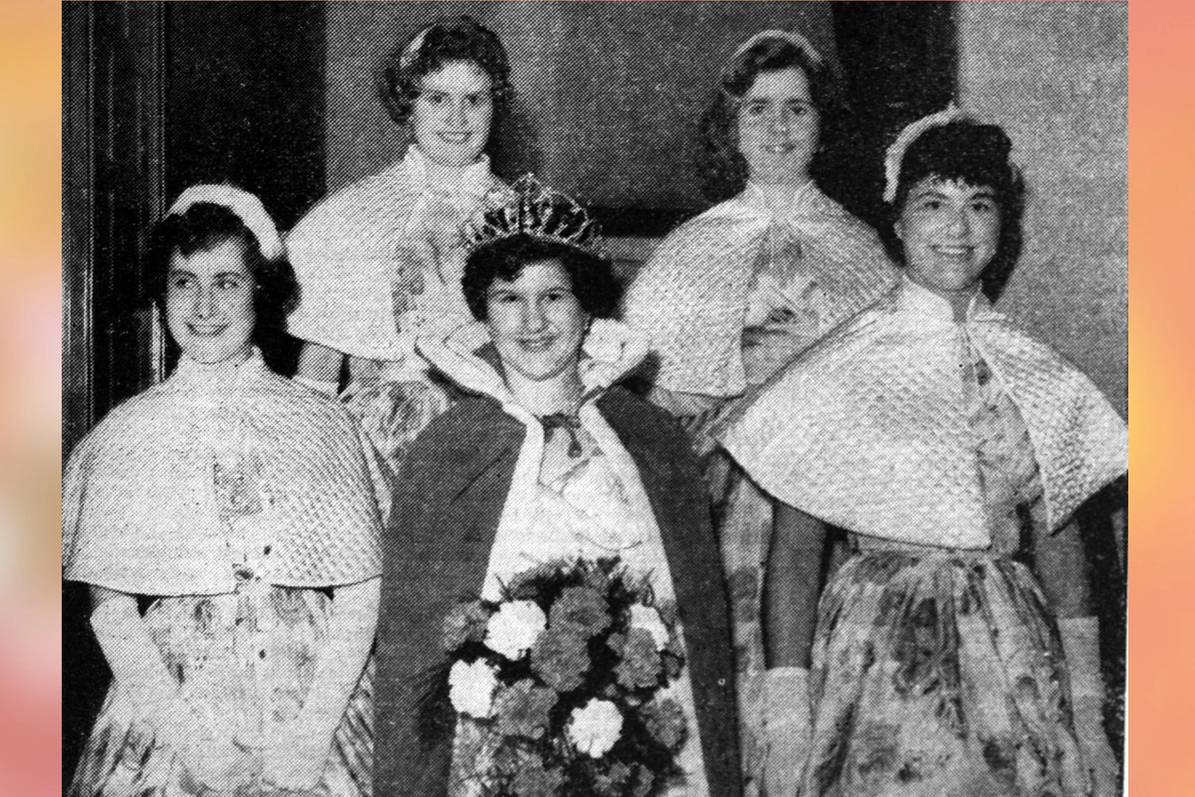  ANN  with attendants BETTY MOUNTY, MARLIS LAQUAI, VERA POTTER & MARY PARKER 1956