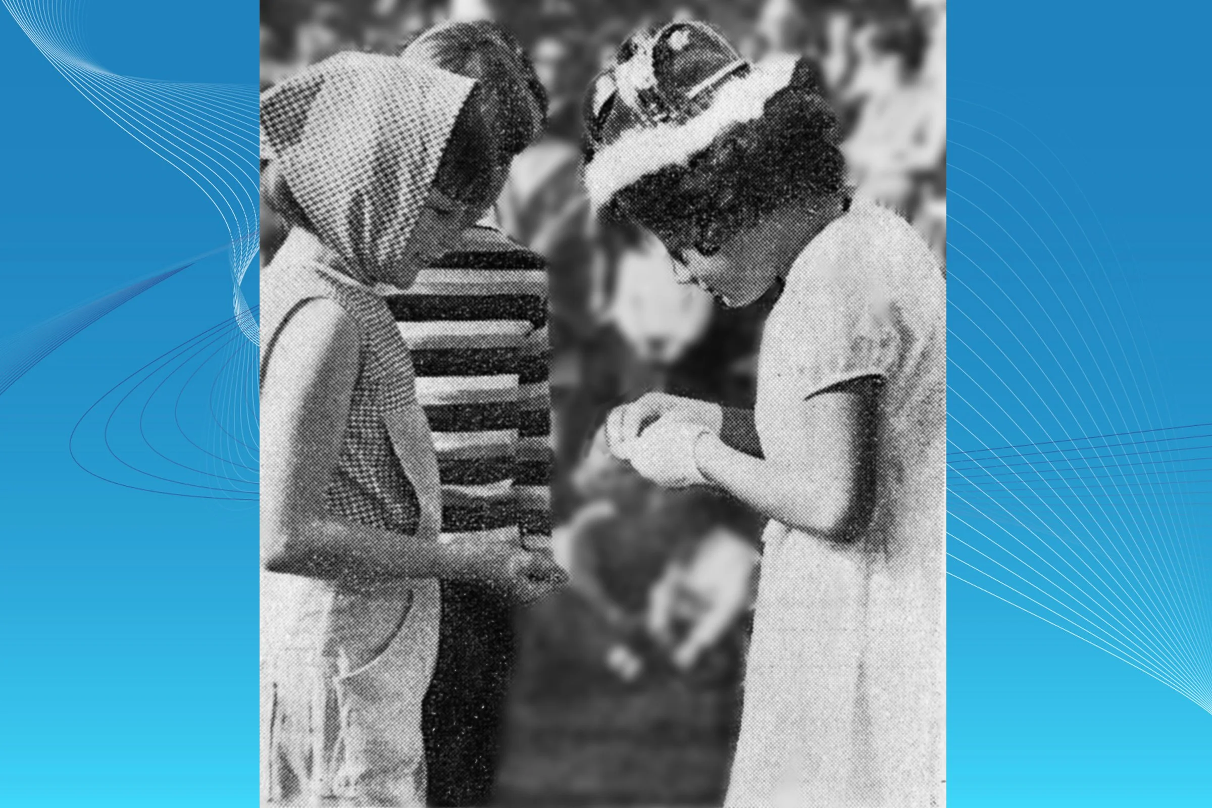  BRIDGET  in Victoria Park handing out winnings to a children's carnival entry 1966