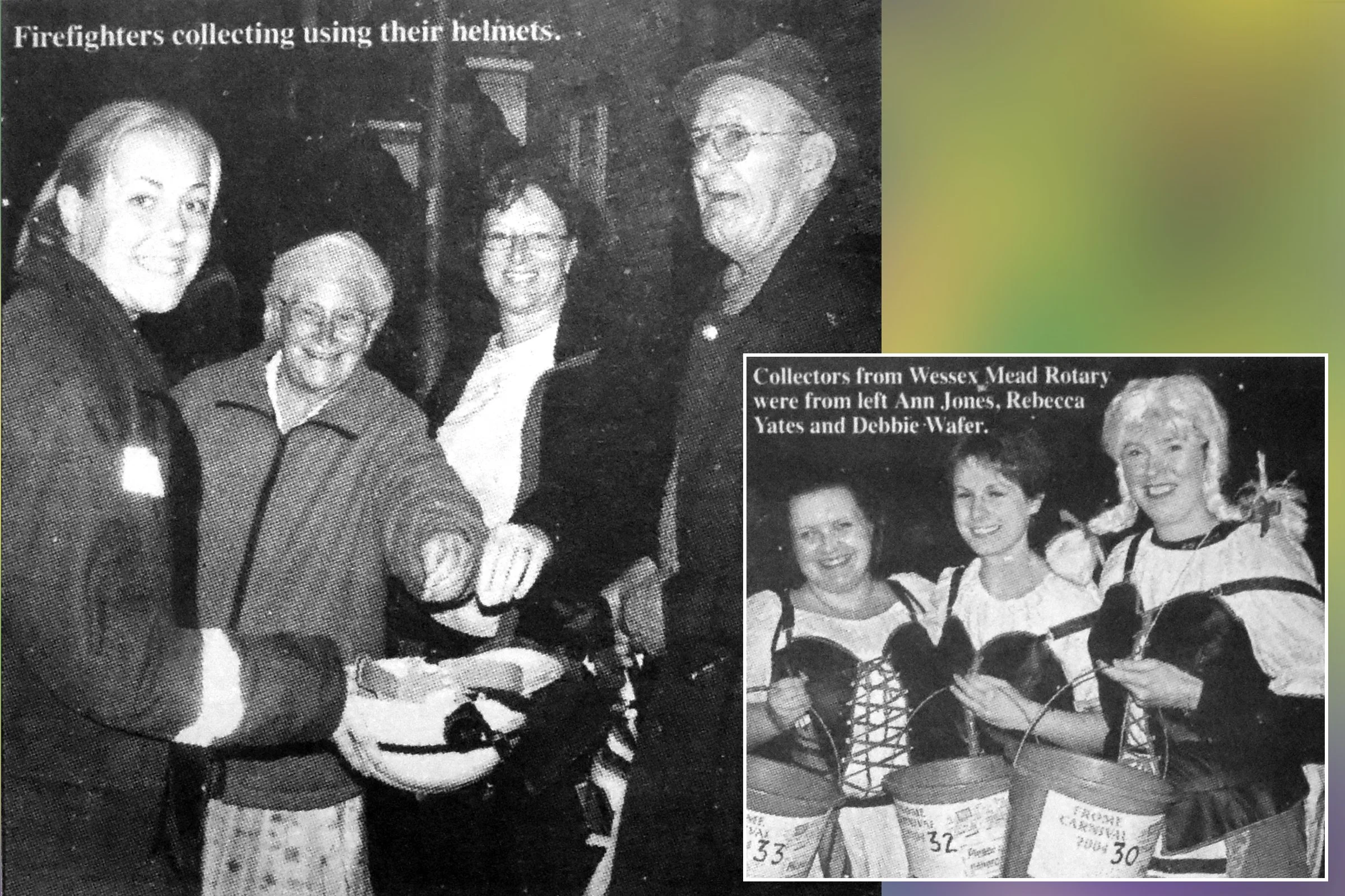 Members of Rotary & a Firefighter collecting