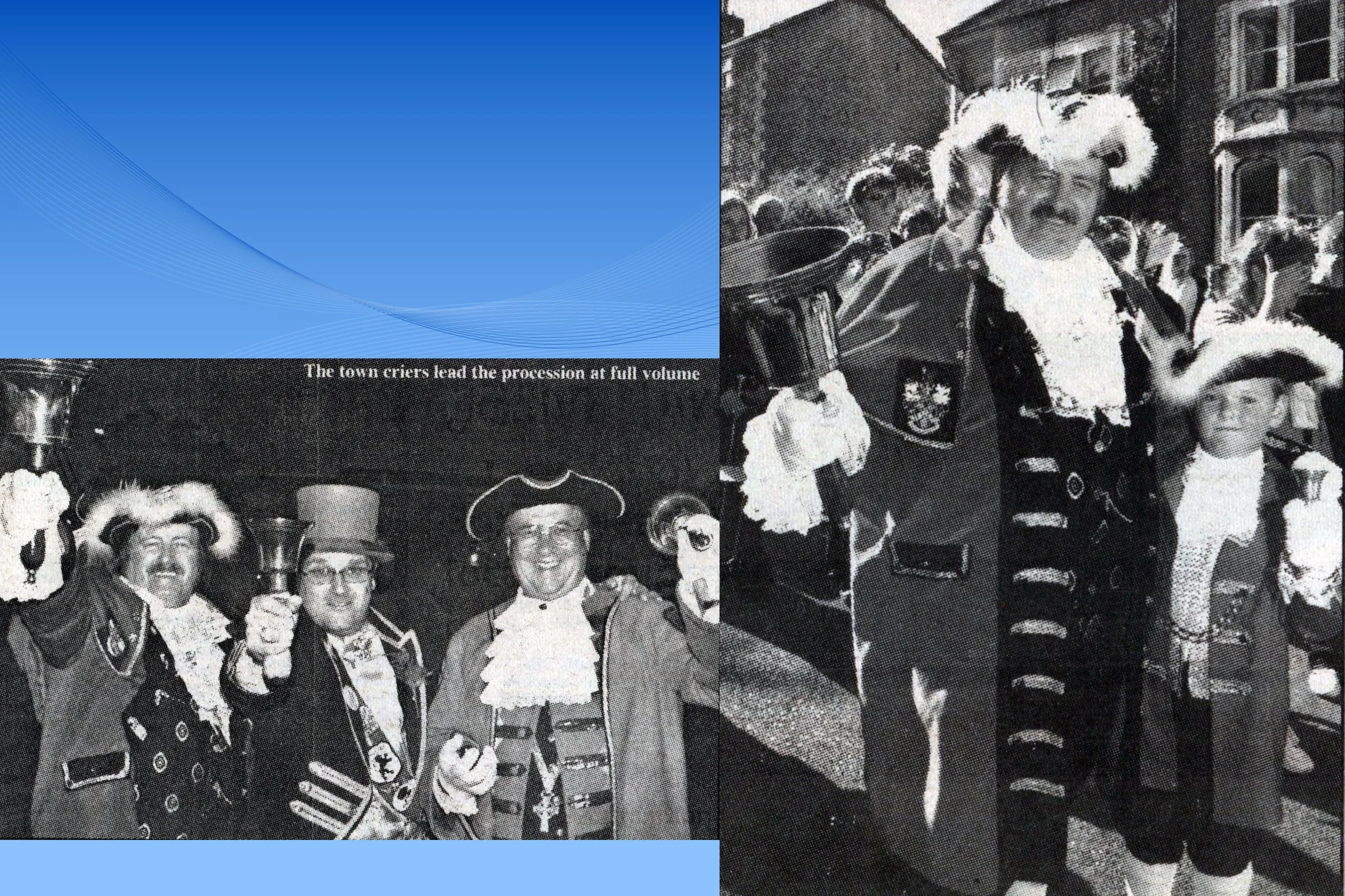 Town Criers lead the procession; Town Crier & Junior Crier