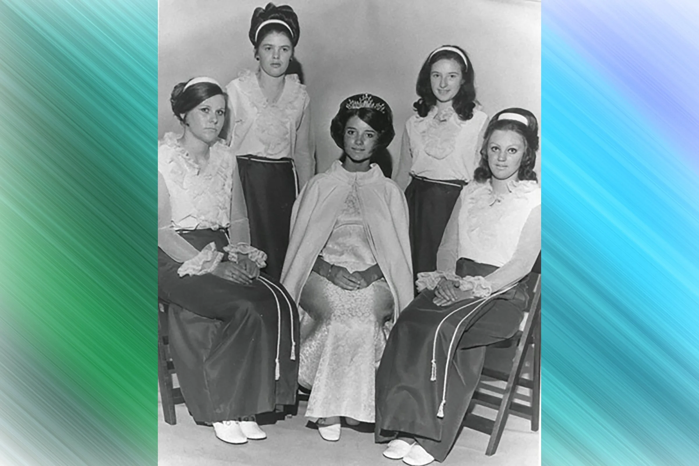  SALLY  with attendants RUTH SHAW, DENISE BESWICK, SANDRA PRESLEY, SANDRA GILLIARD 1970