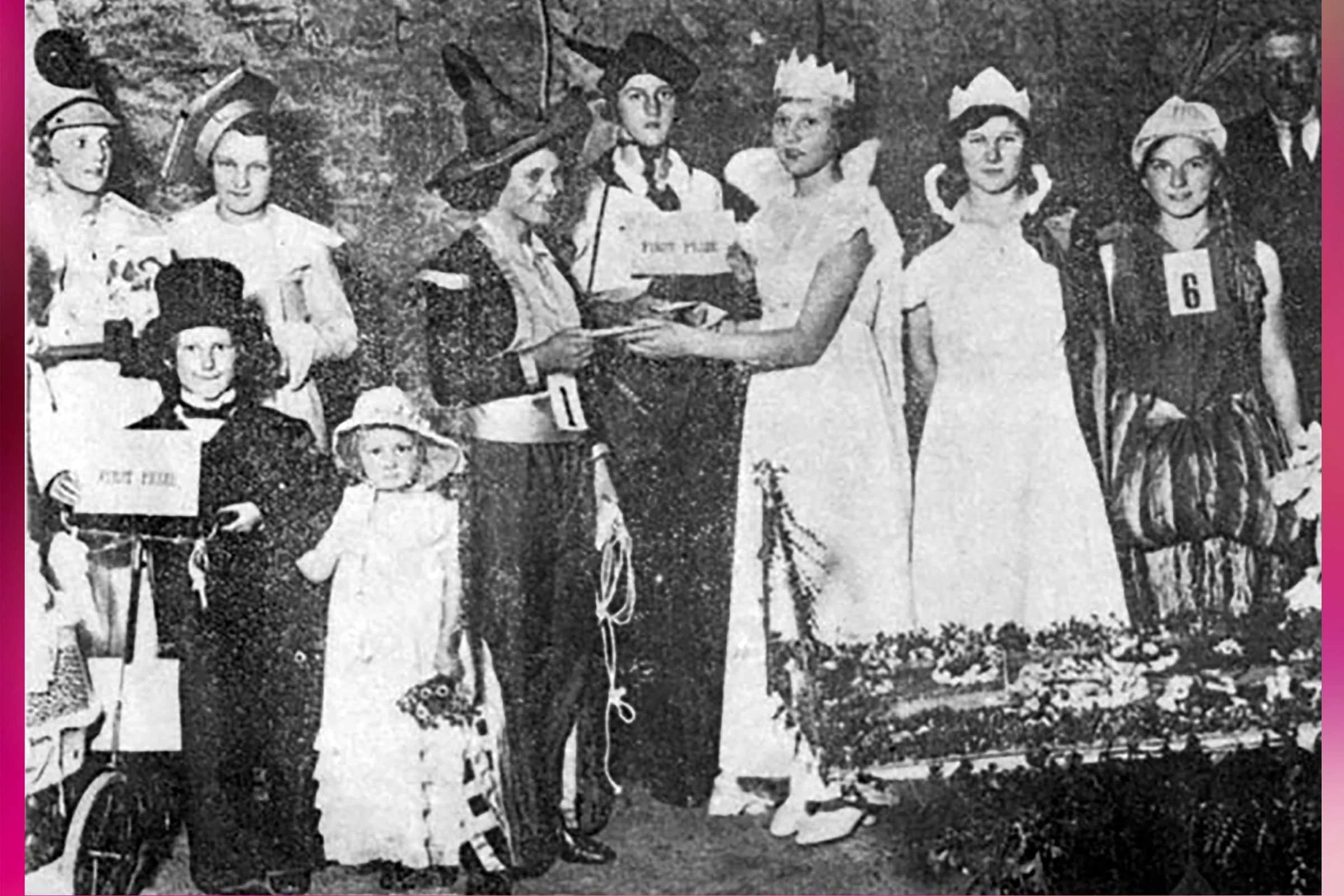  MARJORIE SINGER  handing out prizes to Carnival winners 1934