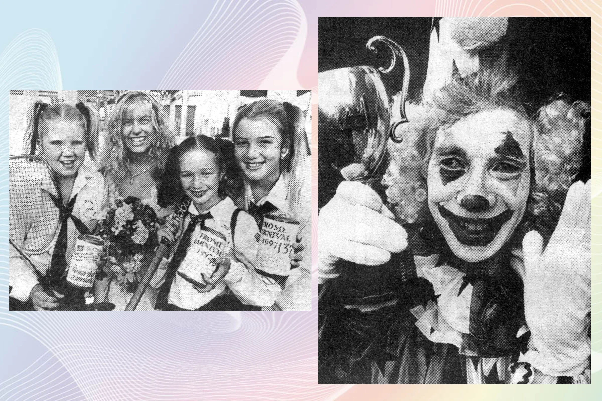 Collecting Group with Carnival Queen Julie Rogers; Cup winning Clown