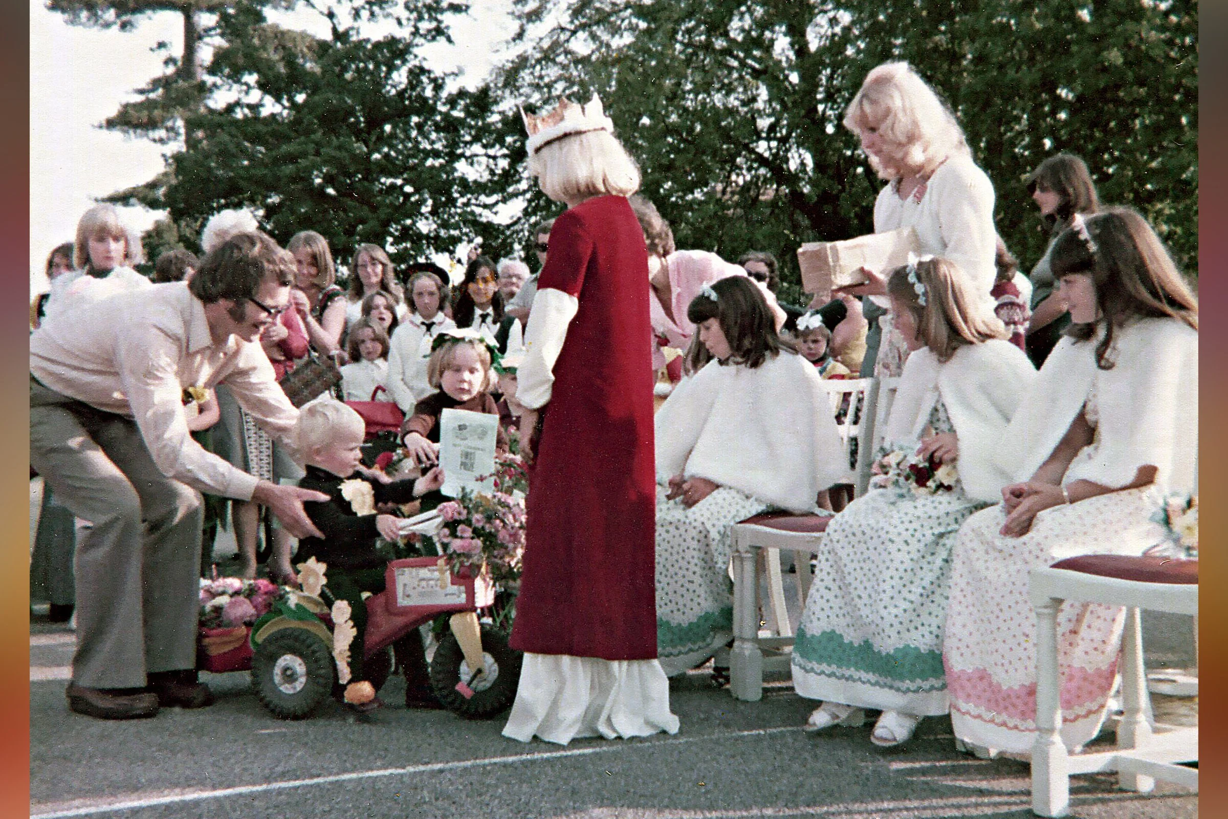 Frome In Bloom - Andrew & Gareth Platt & Heather Phillips being presented by the Children's Queen Jayne Williams