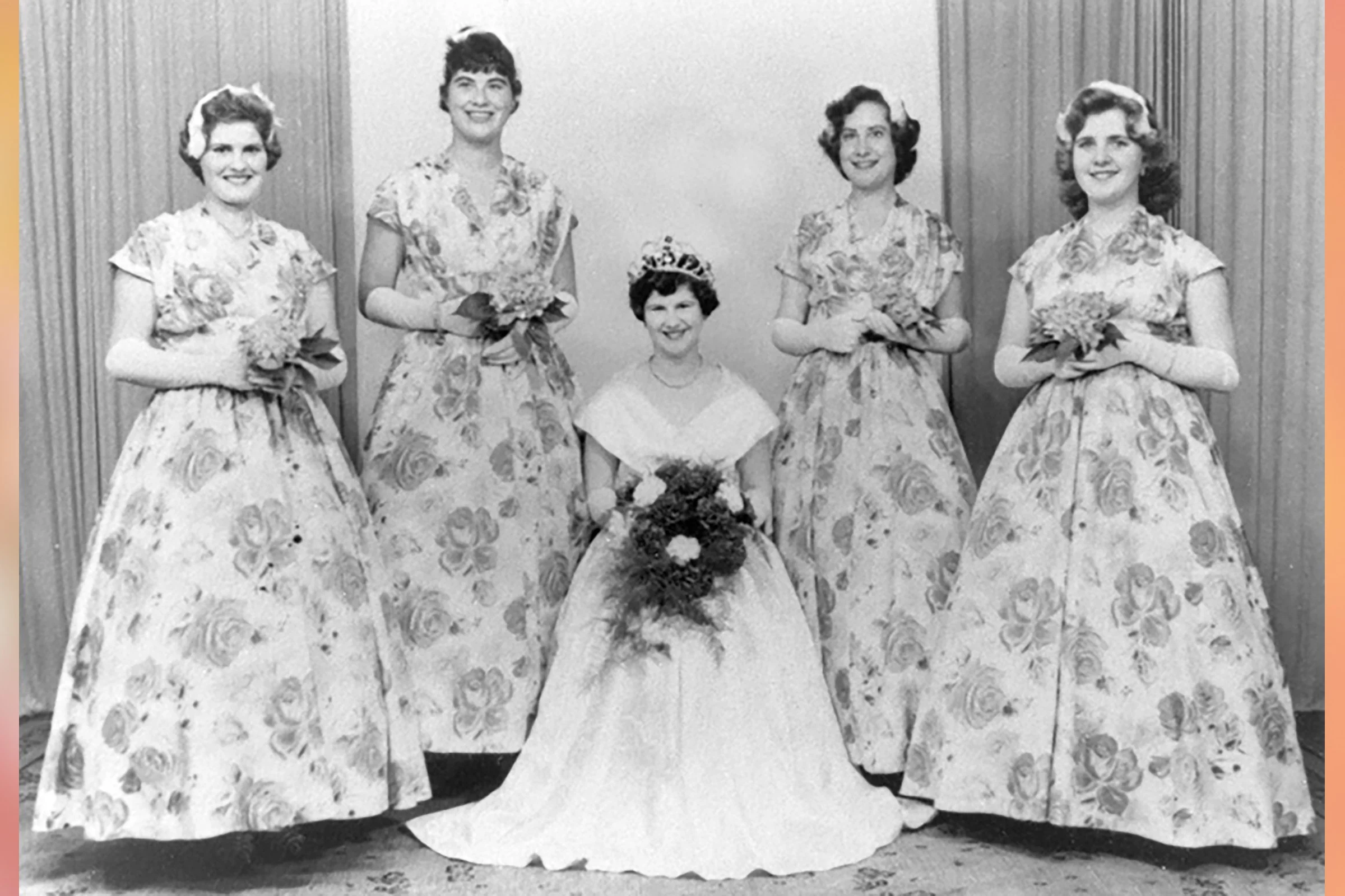  ANN  with attendants BETTY MOUNTY, MARLIS LAQUAI, VERA POTTER & MARY PARKER 1956
