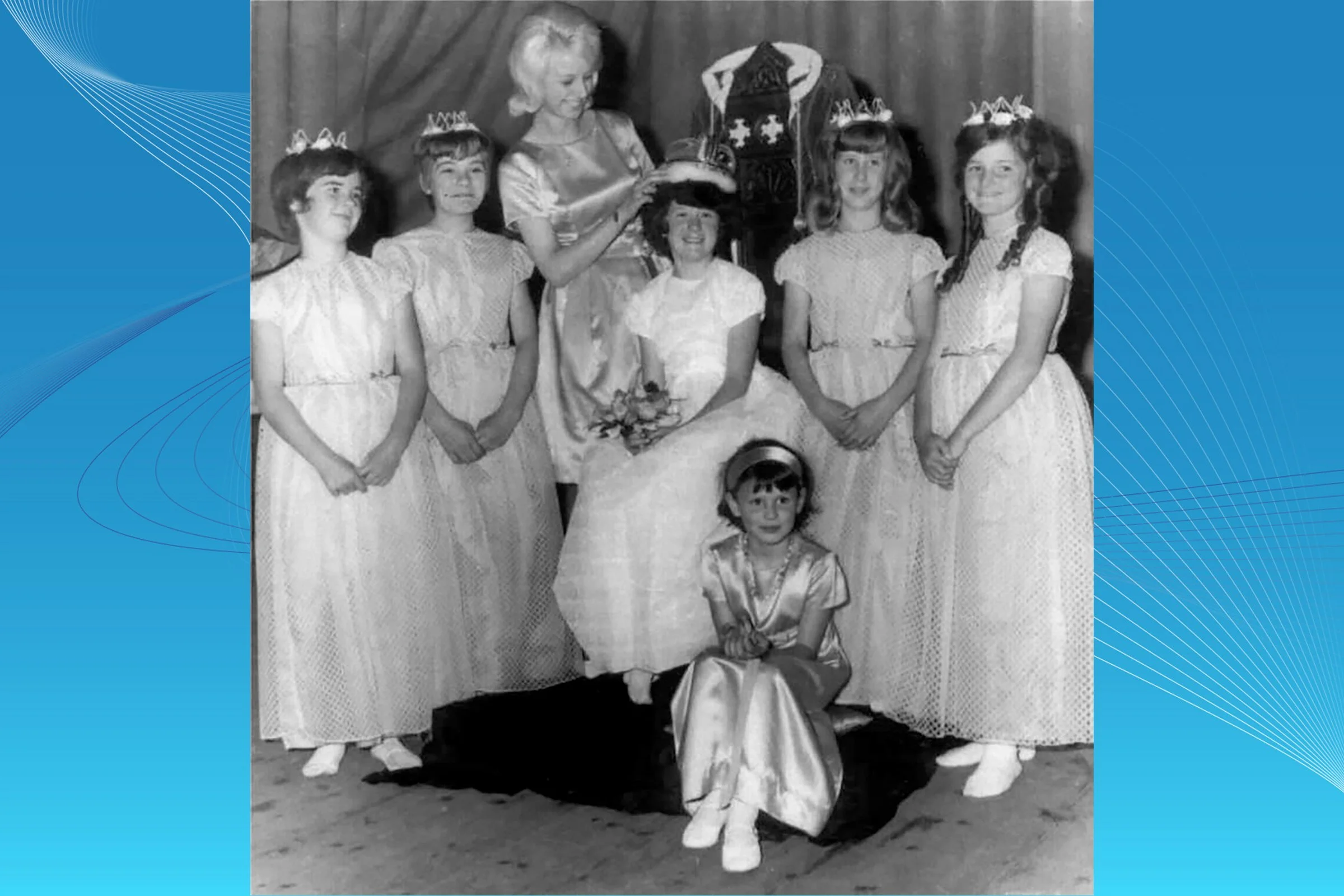  BRIDGET  with attendants YVONNE SPAREY, SANDRA MILLARD, CARMEL MAGEE & PATRICIA McLOUGHLIN 1966