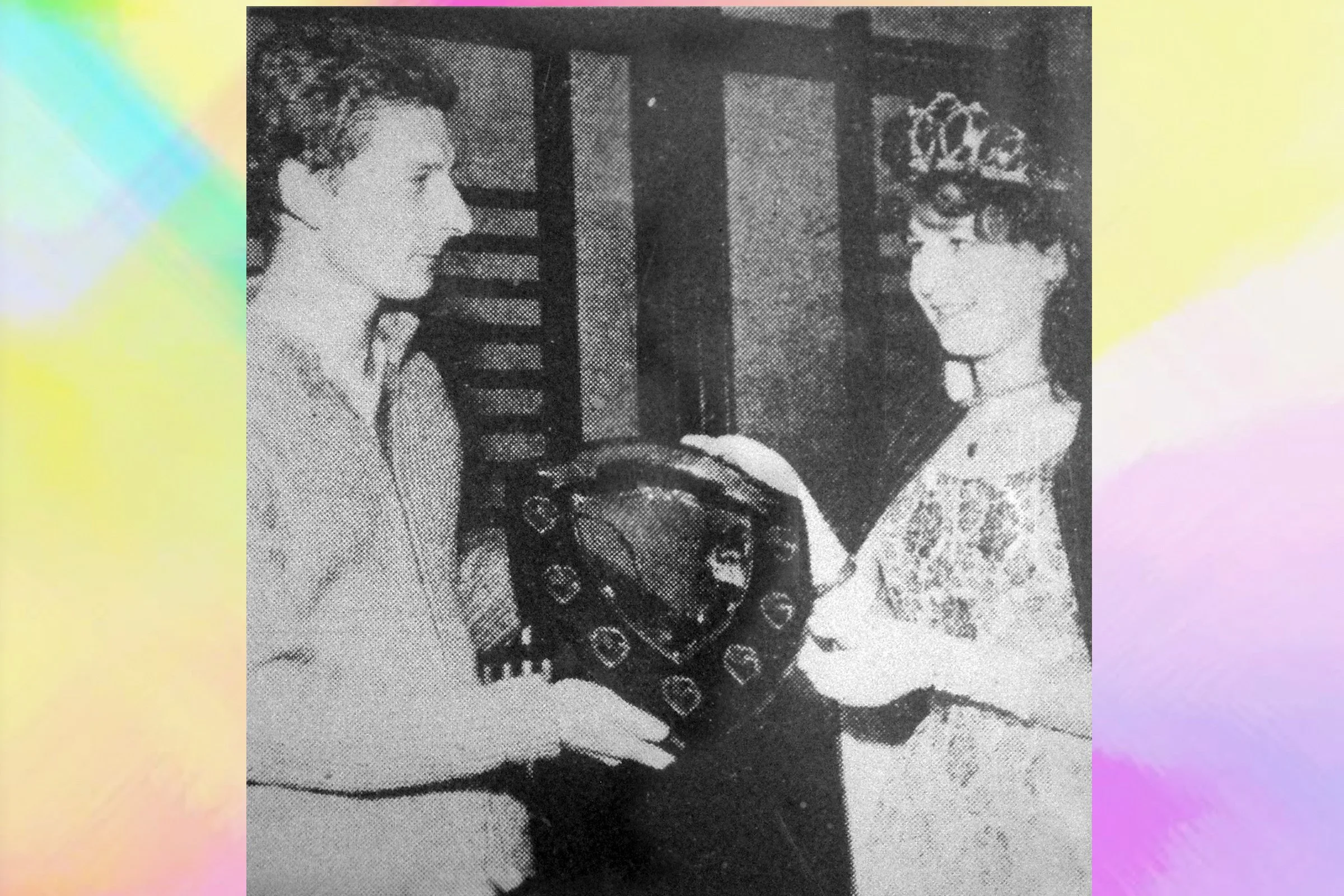  JACQUELINE  presenting the winning shield at the swimming gala 1963