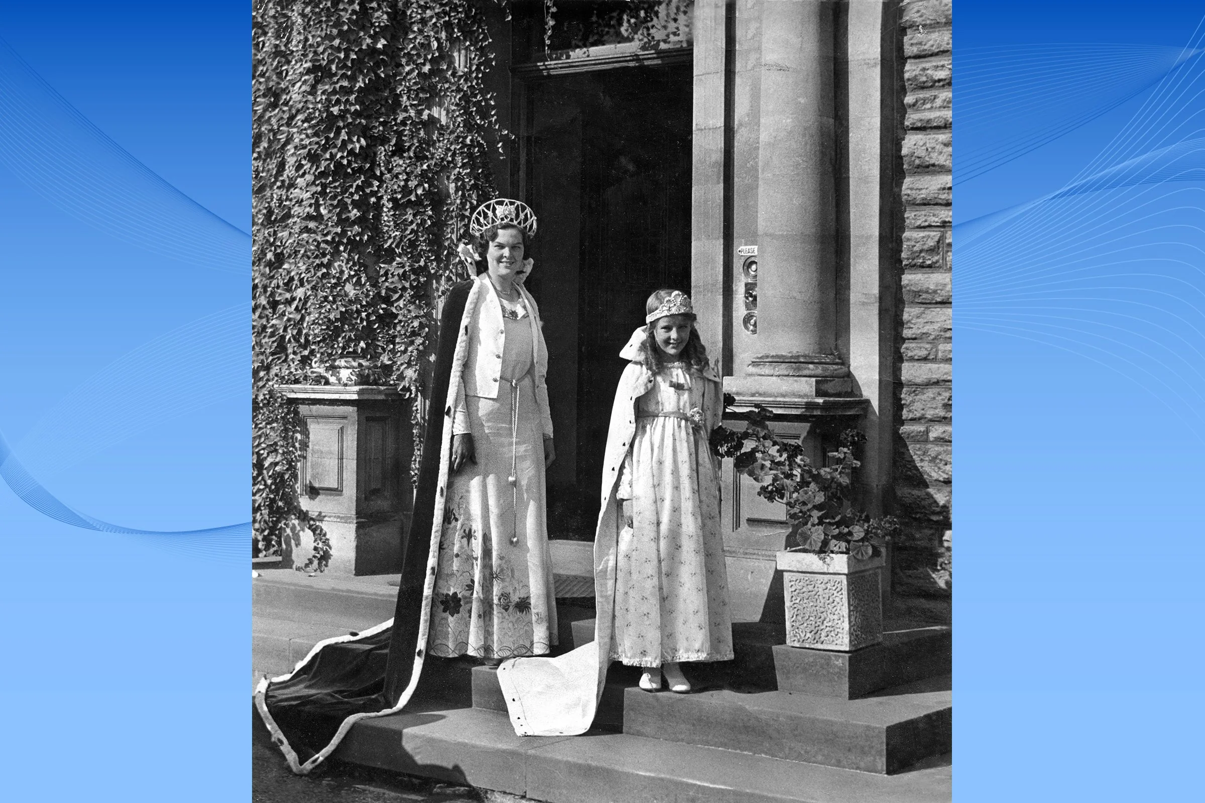  MOLLY & PAMELA  outside Victoria Hospital (money raised from carnival was donated to the hospital) 1937