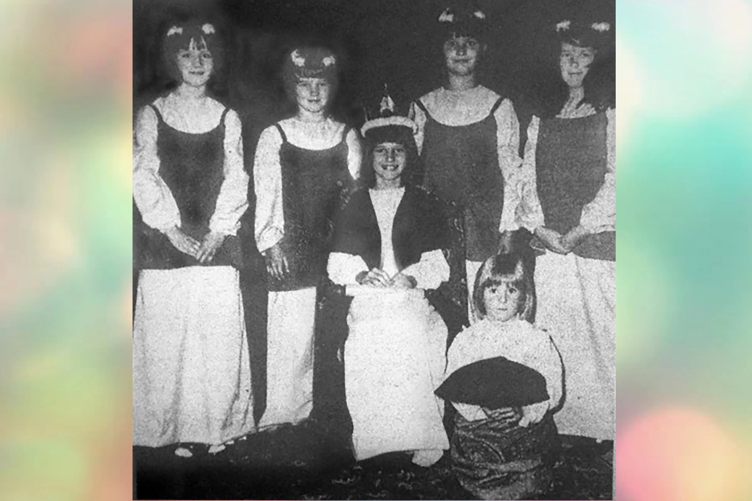  NICOLA  with attendants JULIE PARKER, HELEN CLARKE, LYNN LOCK, DEBRA BIGGS 1974