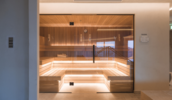 Sauna room lit up 