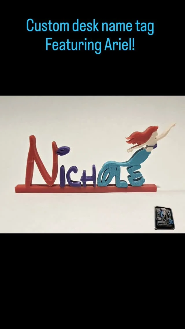 We created this custom desk name plate with Nichole's favorite princess, Ariel. (Music belongs to Disney) Link in bio #linkinbio