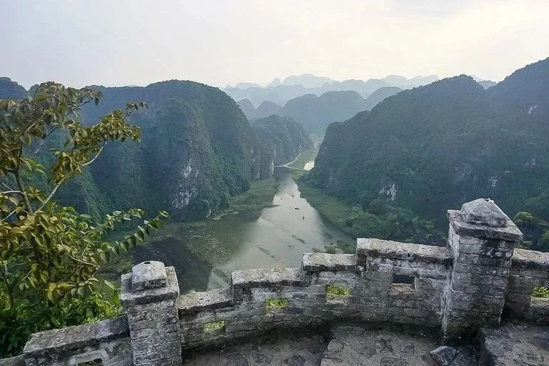  View from the Hang Mua viewpoint over the river winding through Ninh Binh's limestone karsts 