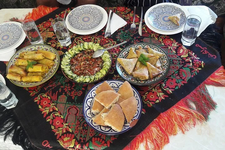  A spread of Moroccan appetizers from a cooking class in Marrakech 