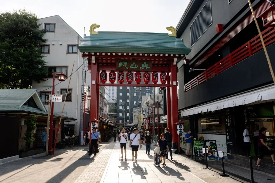 calm and quiet neighborhood in tokyo with shrine