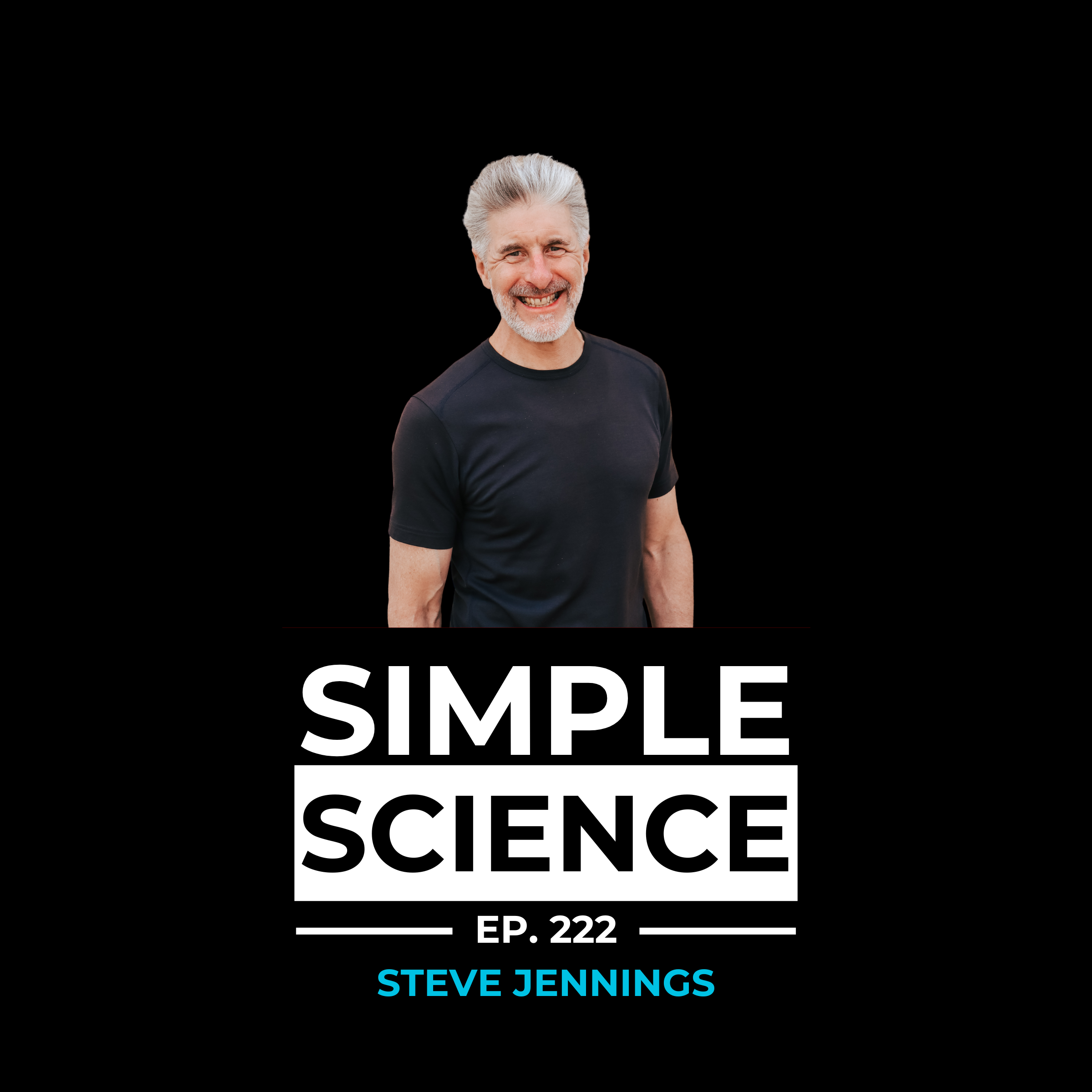 Book cover titled "SIMPLE SCIENCE EP. 222" with author name "STEVE JENNINGS" at the bottom, against a black background.
