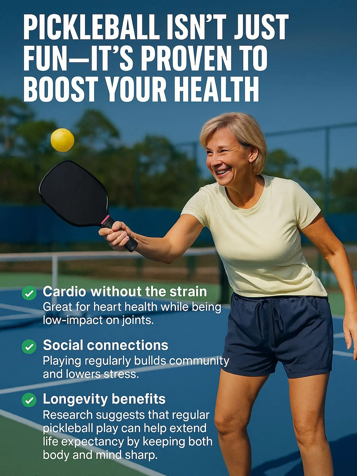 🏓 Pickleball Isn&rsquo;t Just Fun&mdash;It&rsquo;s Proven to Boost Your Health 

Did you know? A growing number of studies are showing that pickleball isn&rsquo;t just America&rsquo;s fastest-growing sport&mdash;it&rsquo;s also one of the best ways 