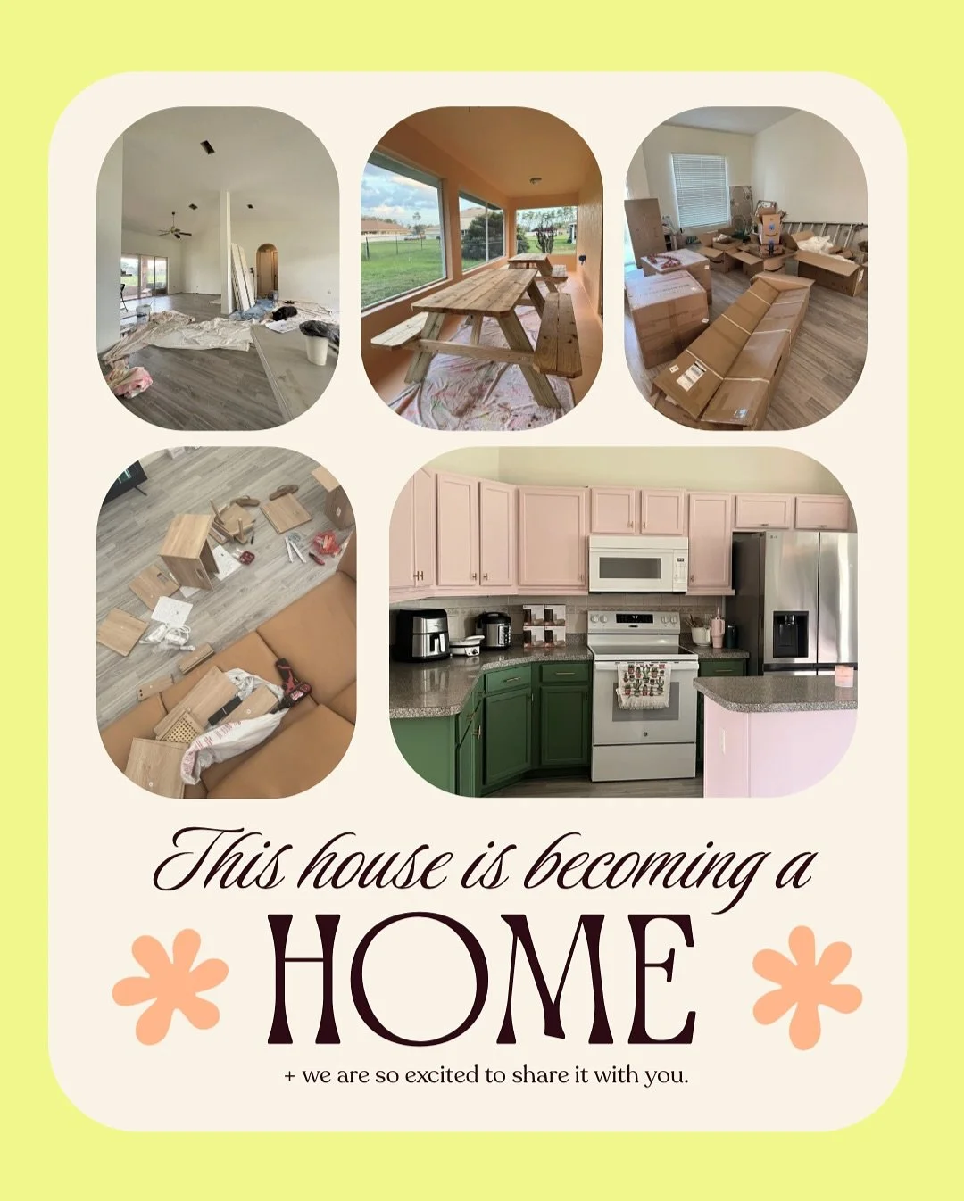 Oh, hi!! Expect to be hearing from us more SOON. 👷🏻&zwj;♀️🧰🪛 #homestretch #tellyourfriends 
.
.
.
#building #home #homedecor #vacation #florida #rental #ocala #airbnb 

✴️ @solstayz ✴️