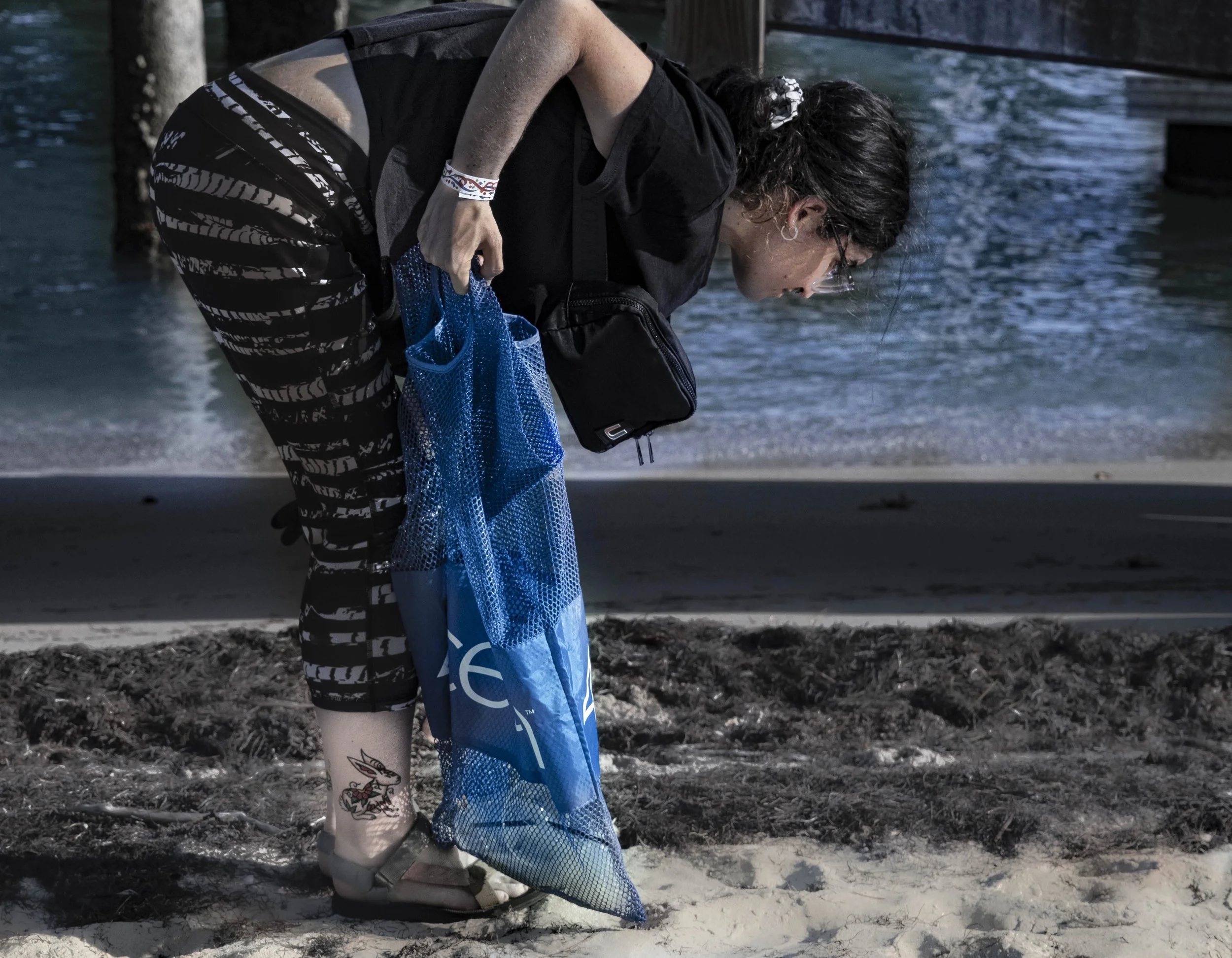 Beach Clean up Near Dock, Bear Cut Beach, Miami, 2026. Rana A Fine.