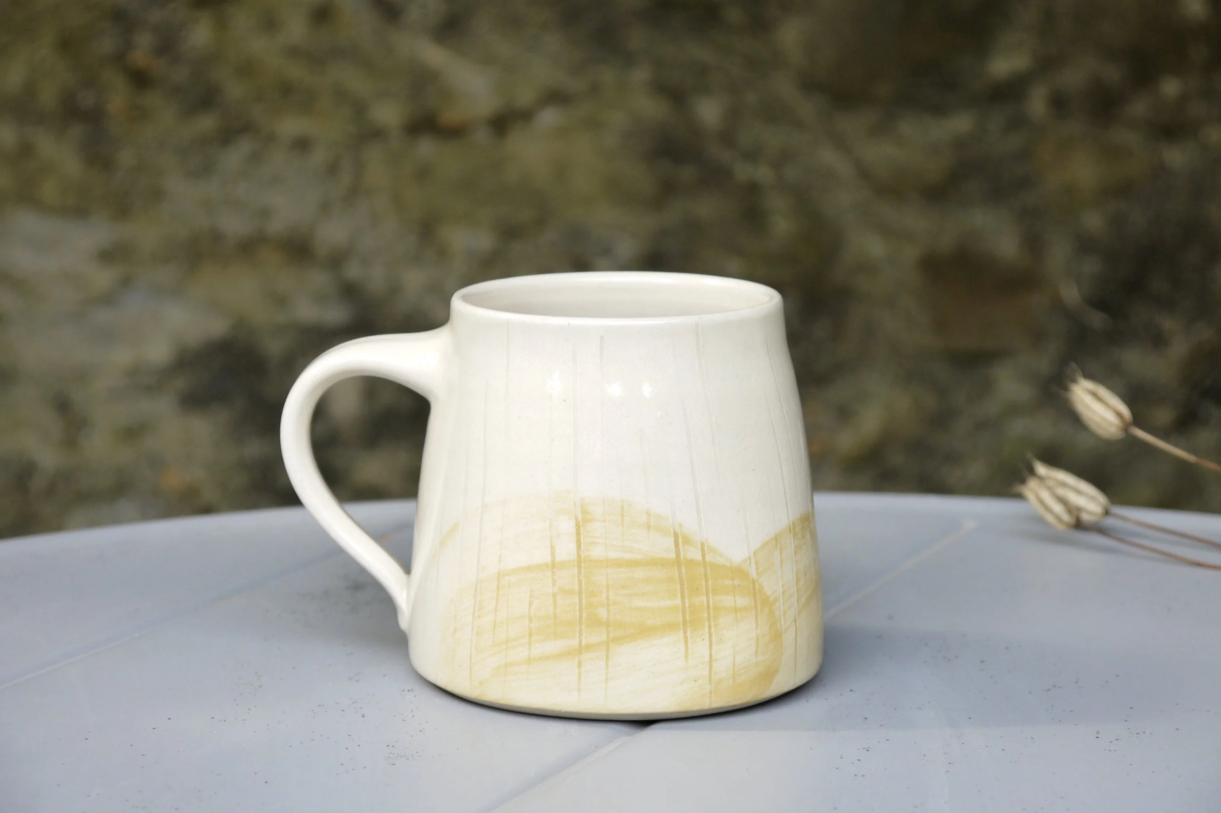 Bridget Timoney handmade pottery maize yellow tea mug 4c.JPG