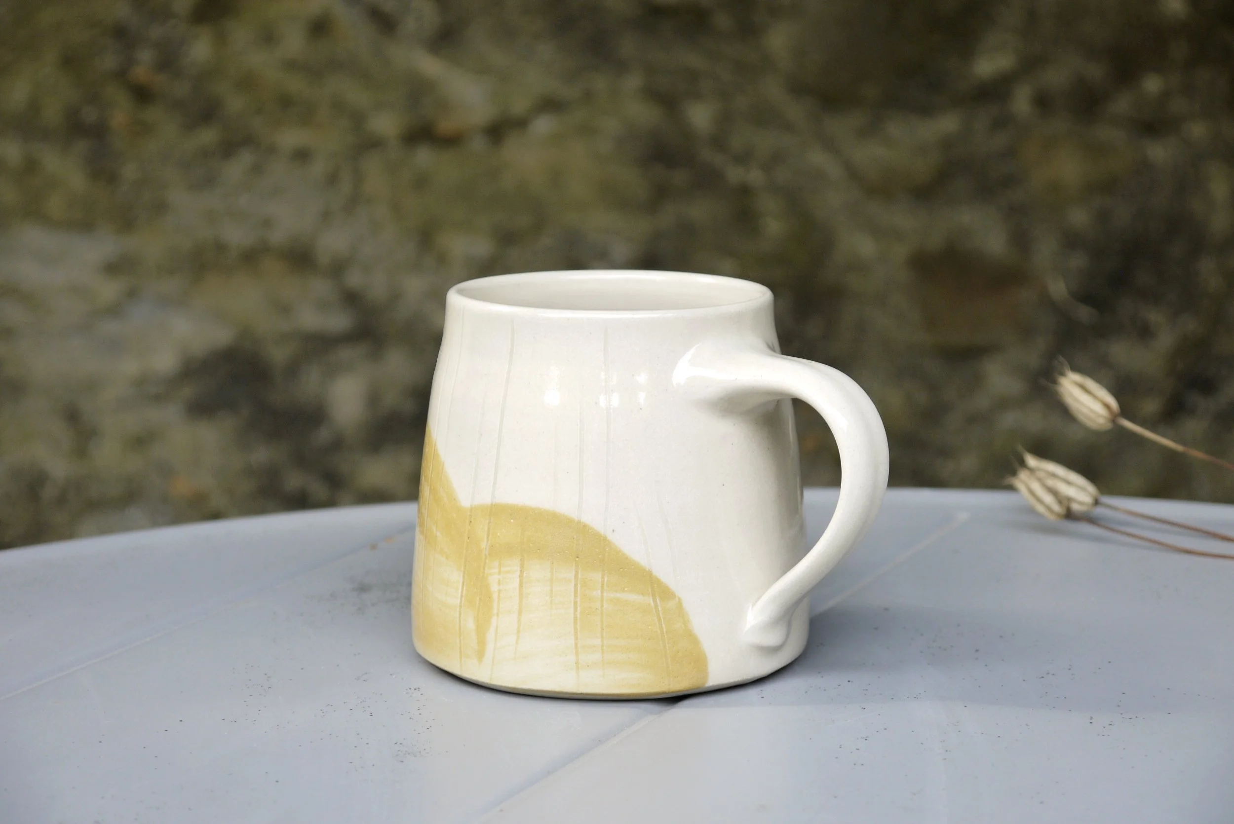 Bridget Timoney handmade pottery maize yellow tea mug 4a.JPG