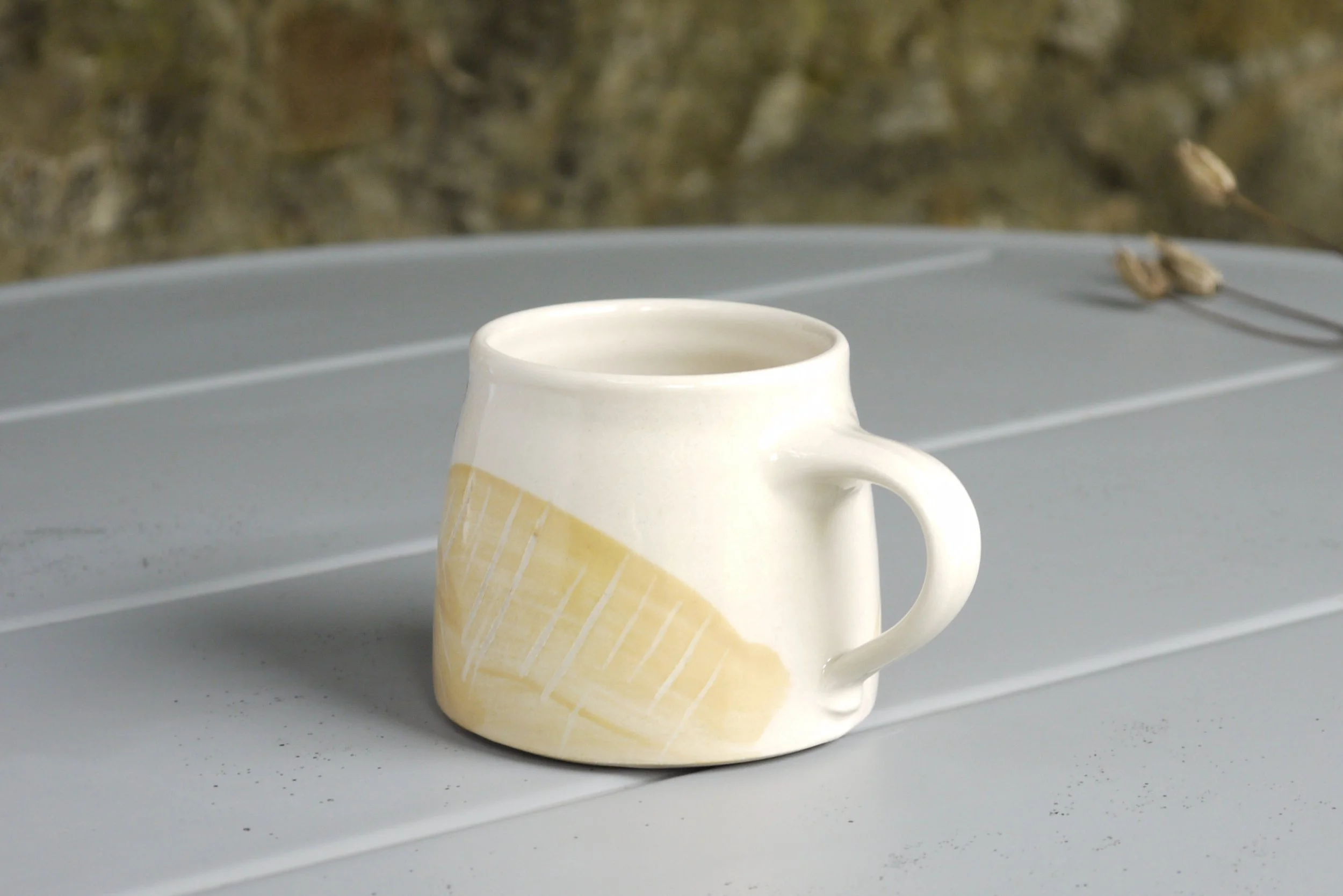 Bridget Timoney handmade pottery maize yellow coffee mug 2a.JPG