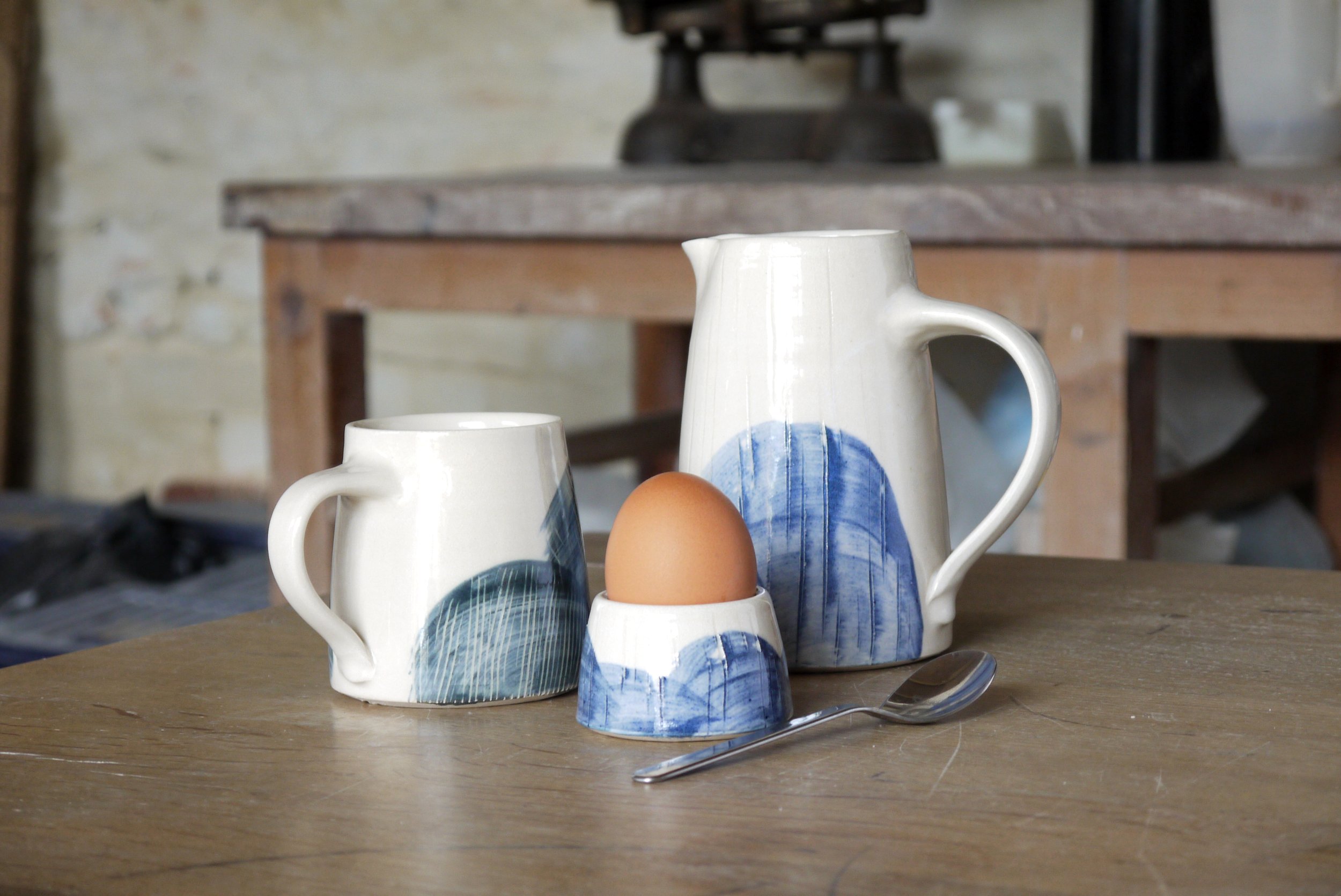 Fields Breakfast set - jug, tea mug and egg cup.JPG