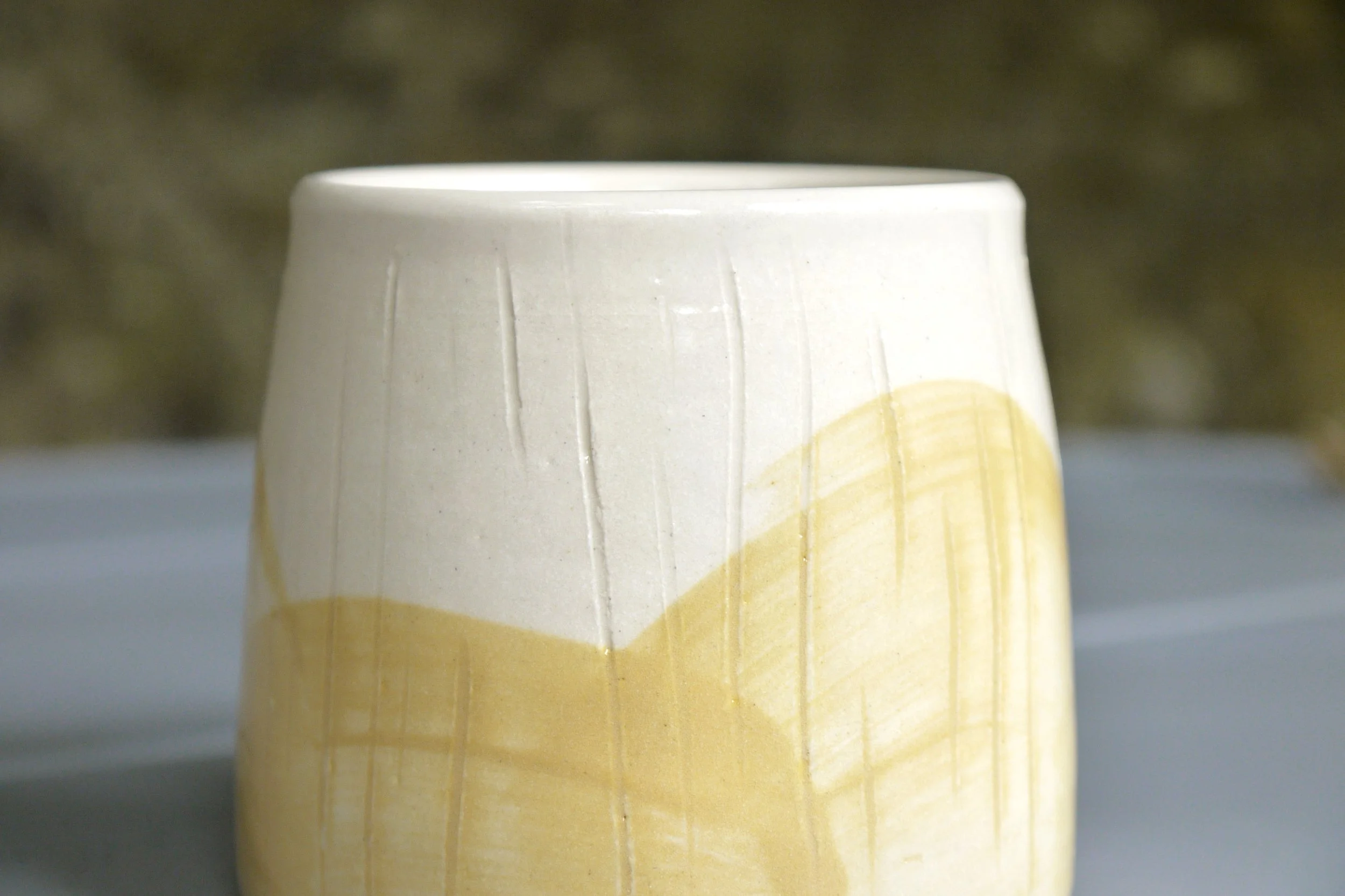 Bridget Timoney handmade pottery maize yellow coffee mug 1d.JPG
