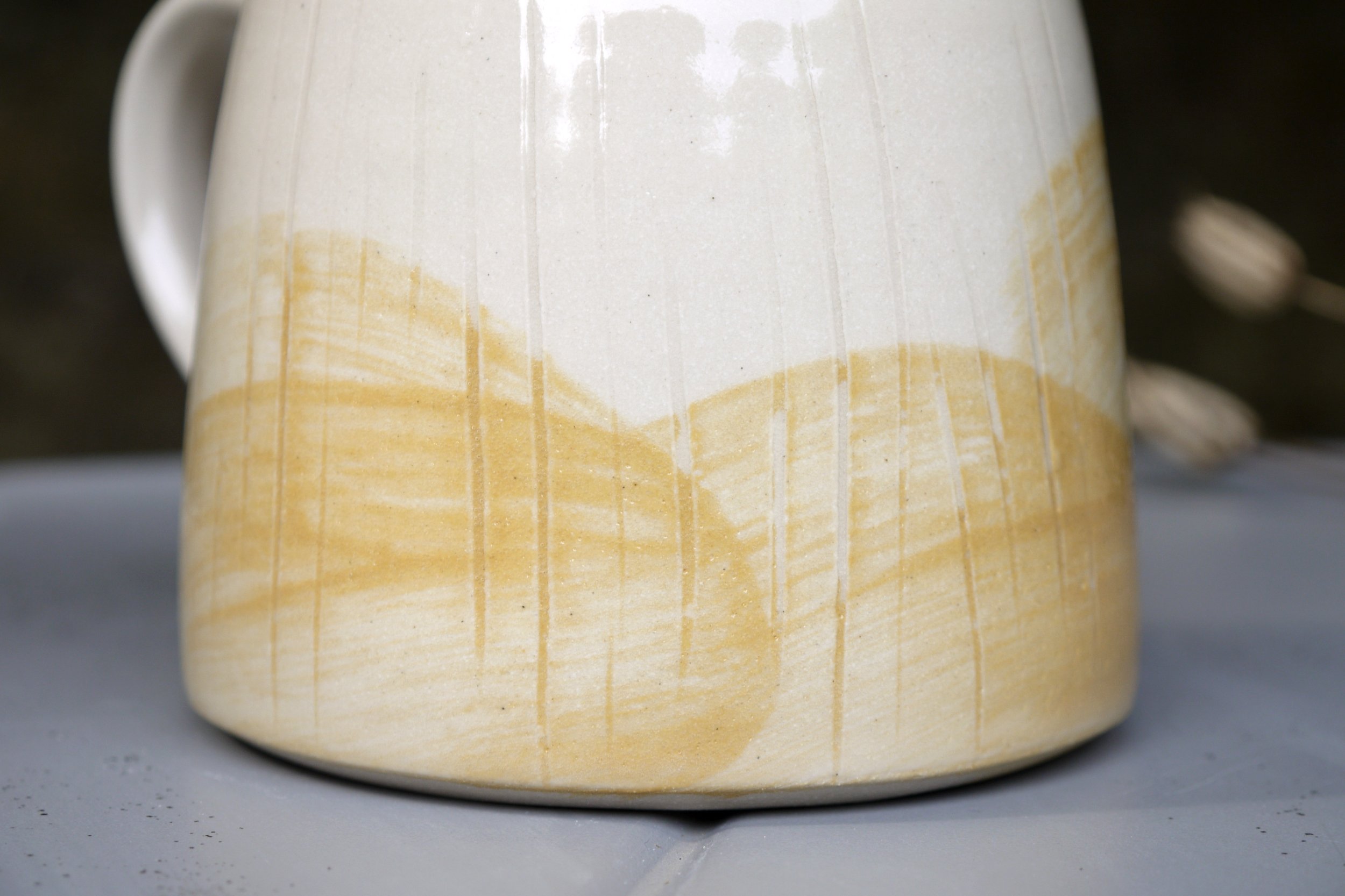 Bridget Timoney handmade pottery maize yellow tea mug 4d.JPG