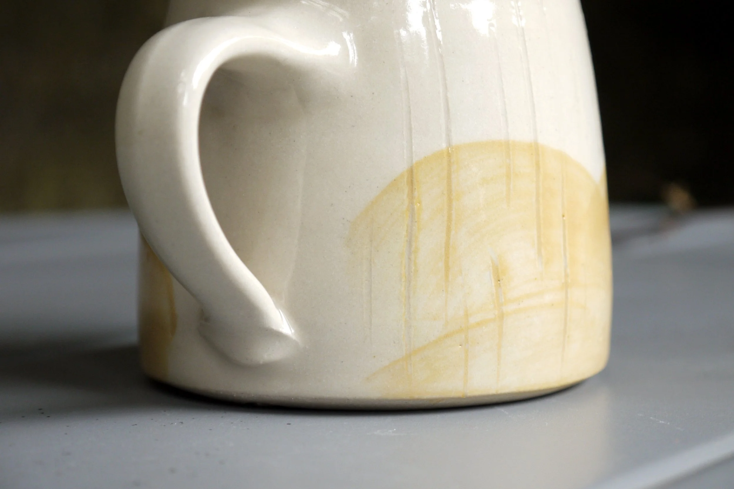 Bridget Timoney handmade pottery maize yellow coffee mug 3d.JPG