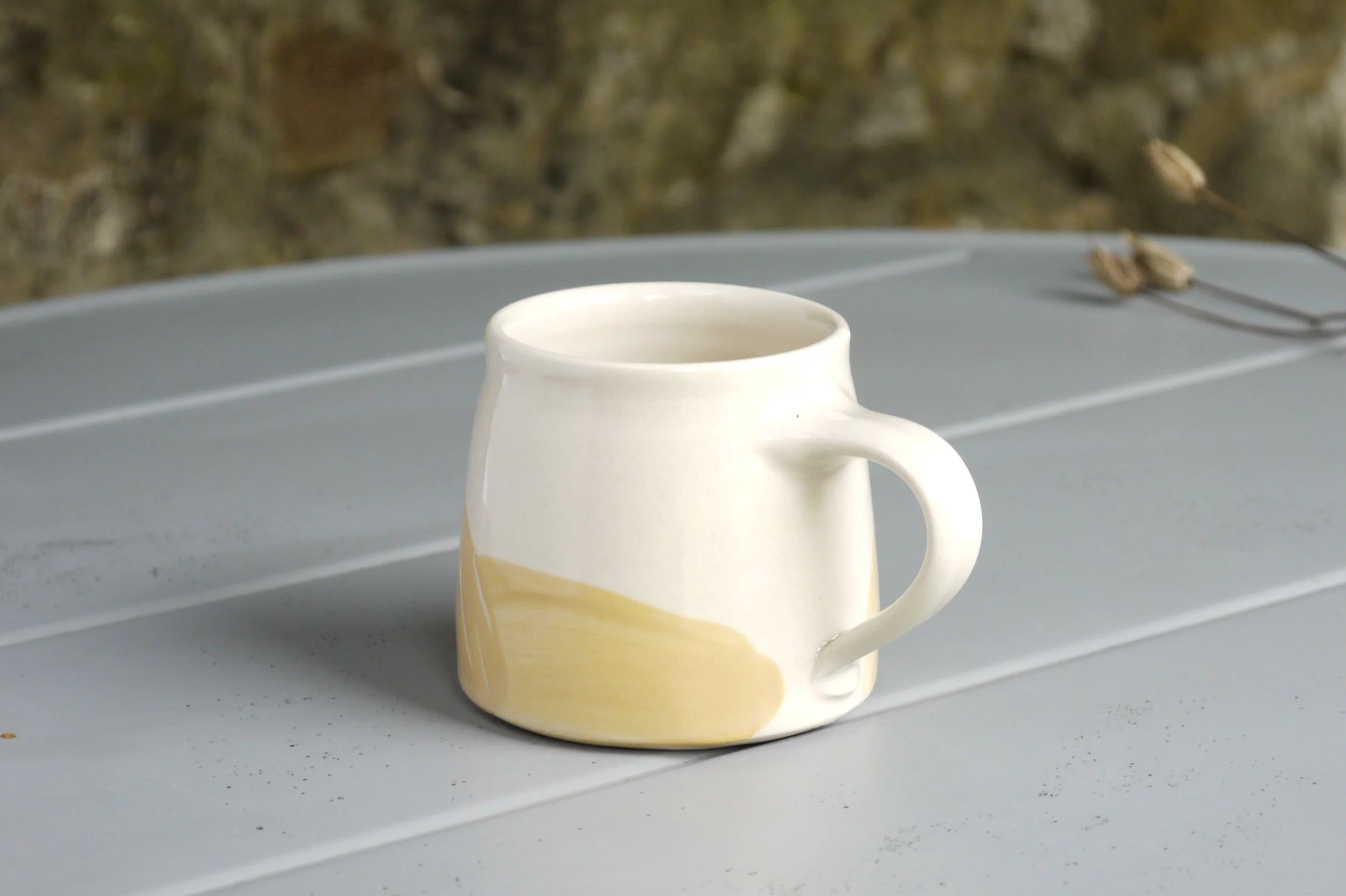 Bridget Timoney handmade pottery maize yellow coffee mug 4a.JPG