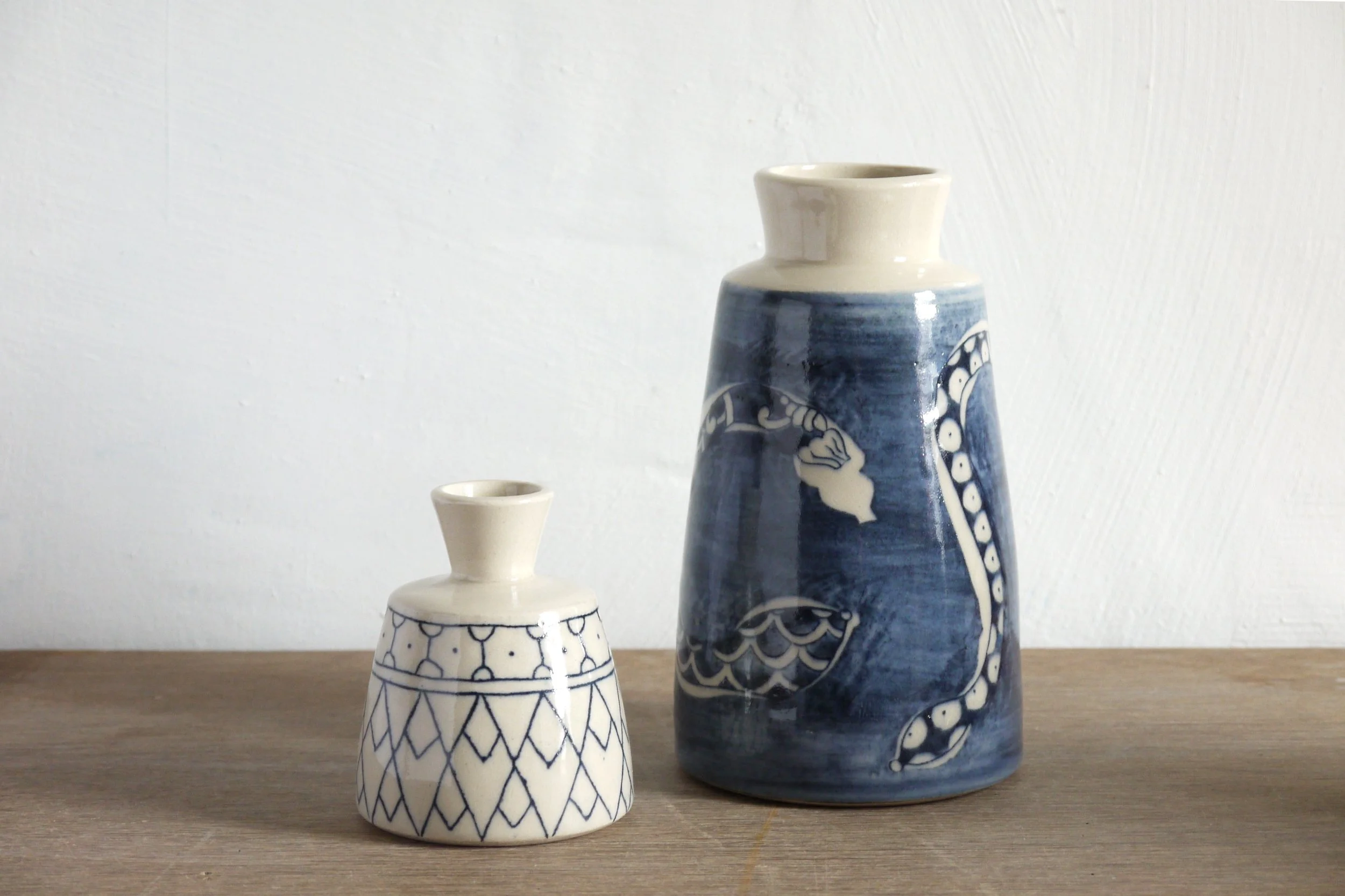 Bridget Timoney willow vegetable vases courgettes and little vase.JPG