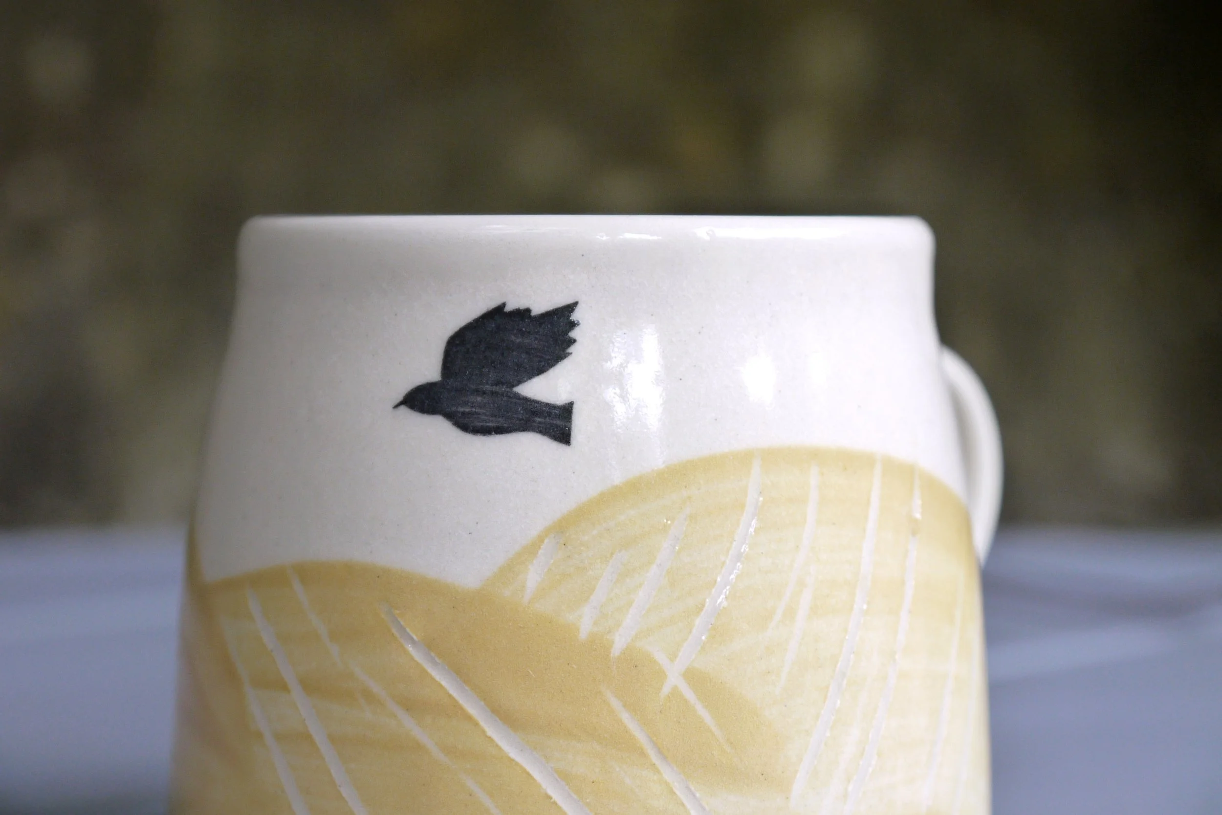 Bridget Timoney handmade pottery maize yellow coffee mug 2d.JPG