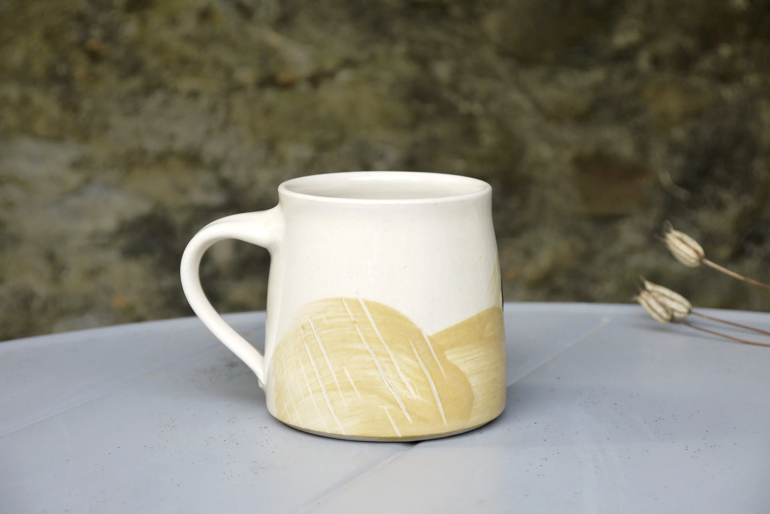 Bridget Timoney handmade pottery maize yellow tea mug 3c.JPG